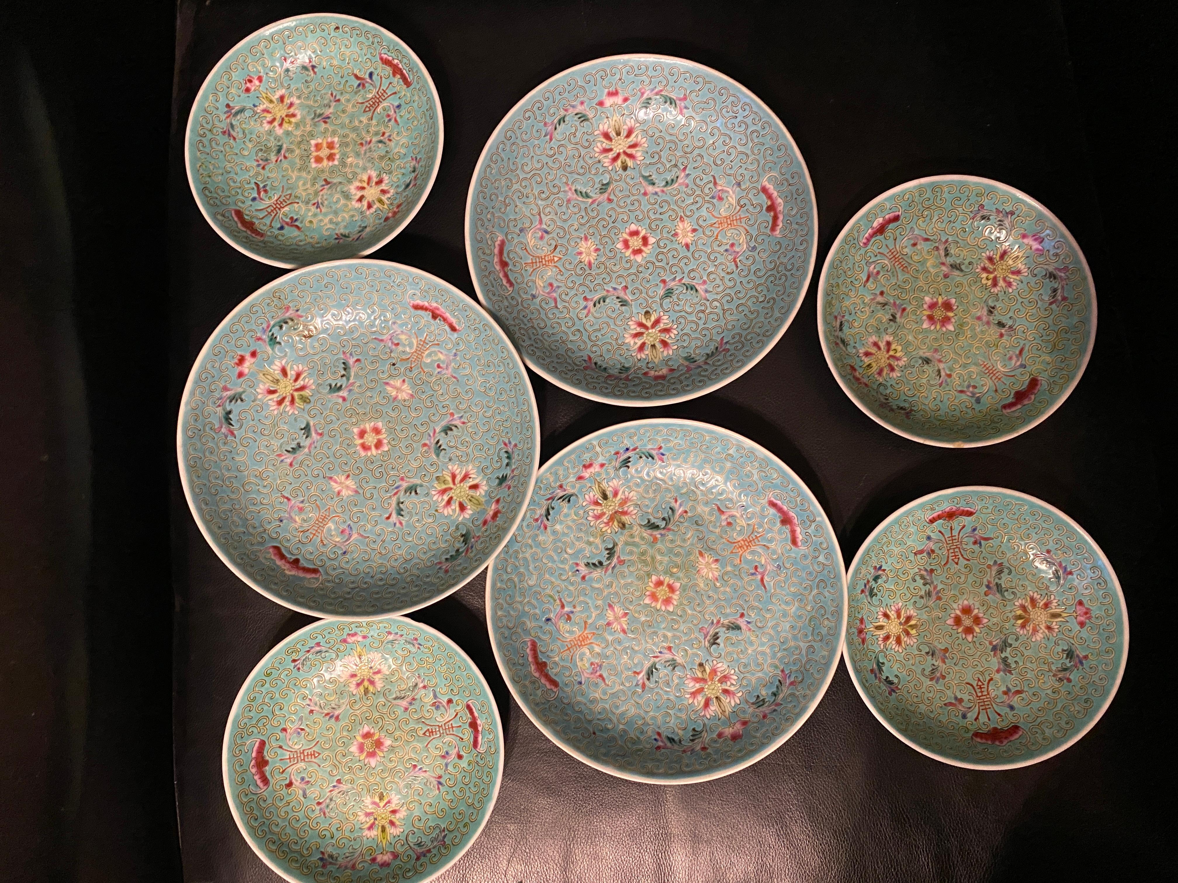 Antique Chinese Famille Rose Porcelain 17 PC Set For Sale 13