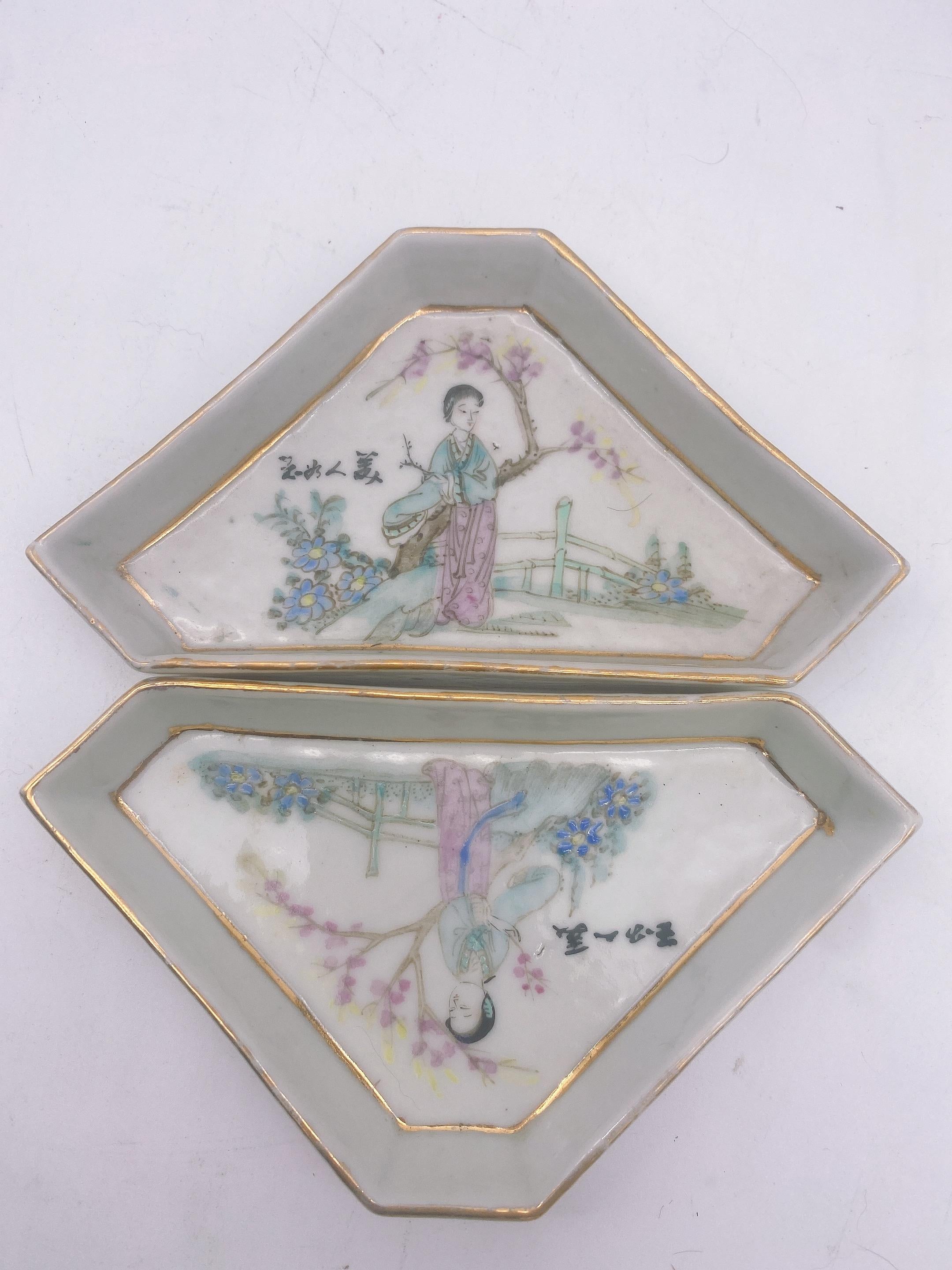 Antique Chinese Famille Rose Porcelain 9 PC Dishes Set For Sale 4