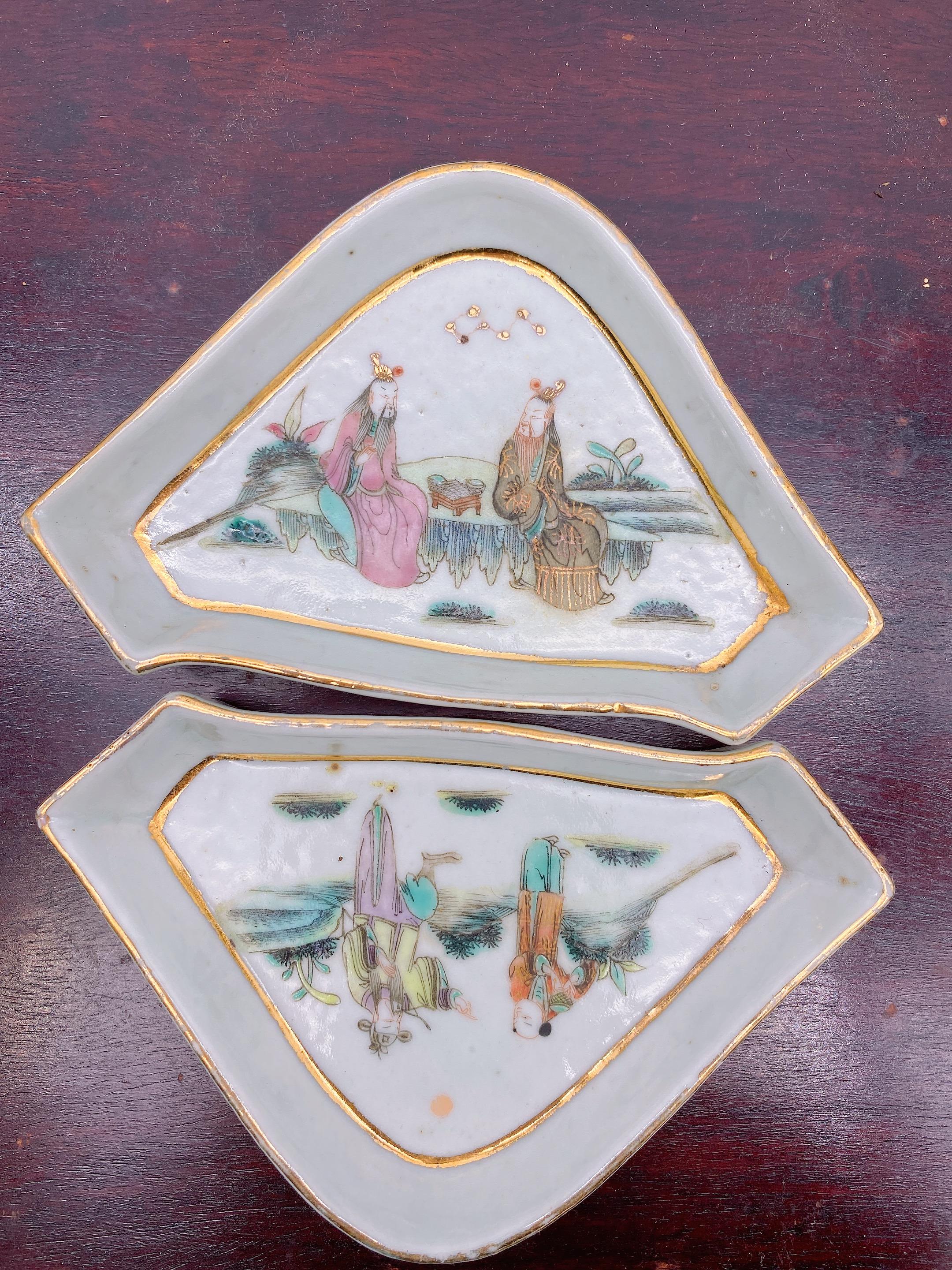 Qing Antique Chinese Famille Rose Porcelain 9 PC Dishes Set For Sale