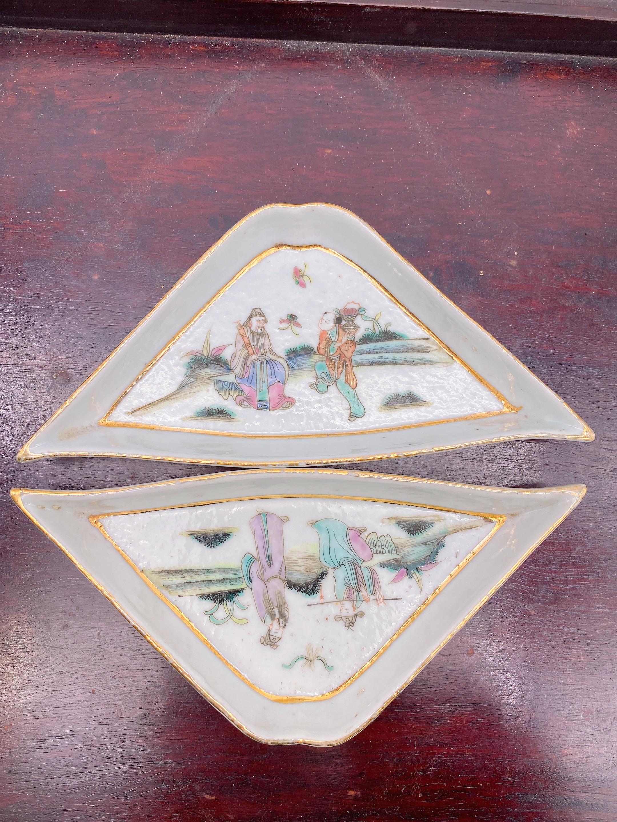 19th Century Antique Chinese Famille Rose Porcelain 9 PC Dishes Set For Sale