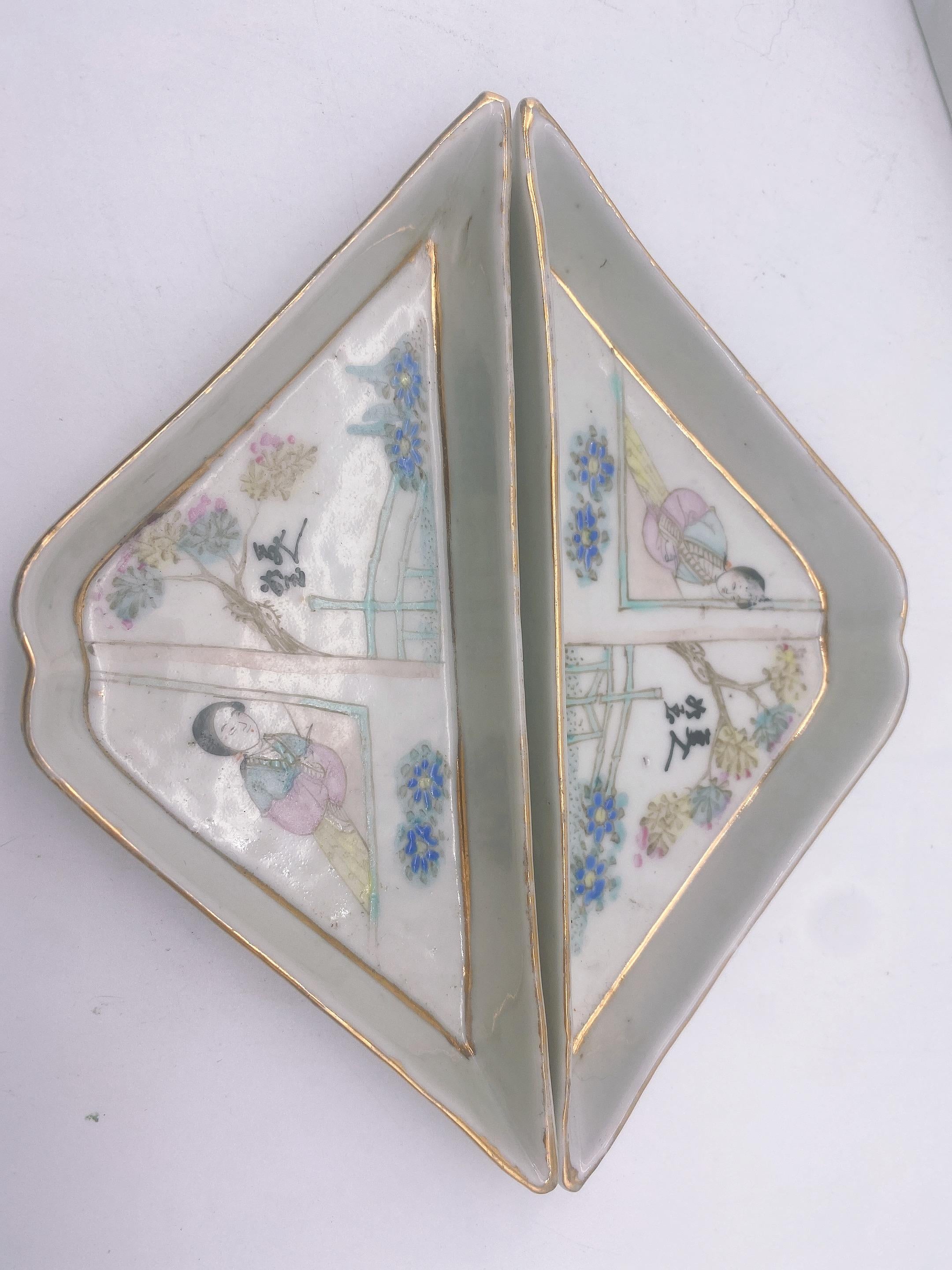 Antique Chinese Famille Rose Porcelain 9 PC Dishes Set For Sale 2