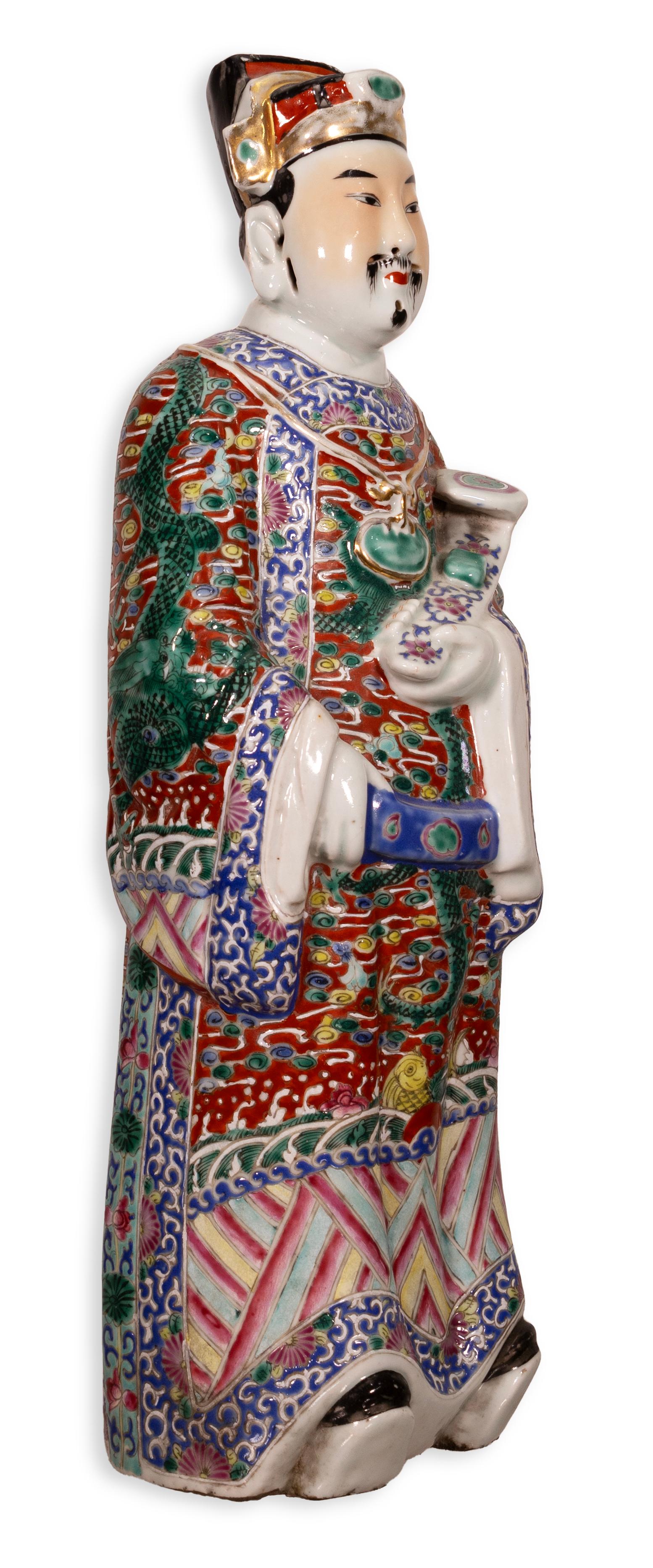 Antique Chinese Famille Rose Porcelain Immortal Figurine Sculpture 19th Century For Sale 1