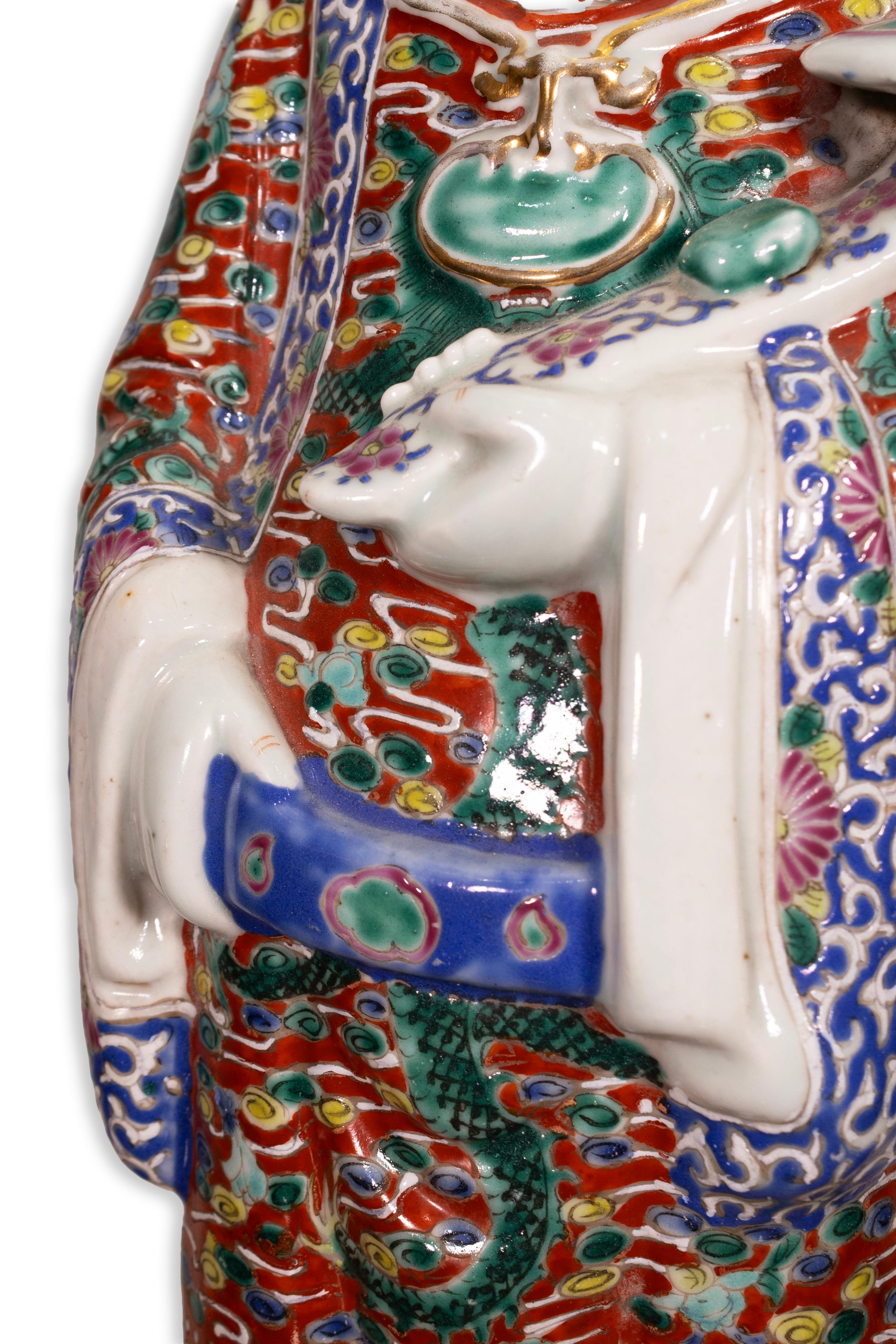 Antique Chinese Famille Rose Porcelain Immortal Figurine Sculpture 19th Century For Sale 4