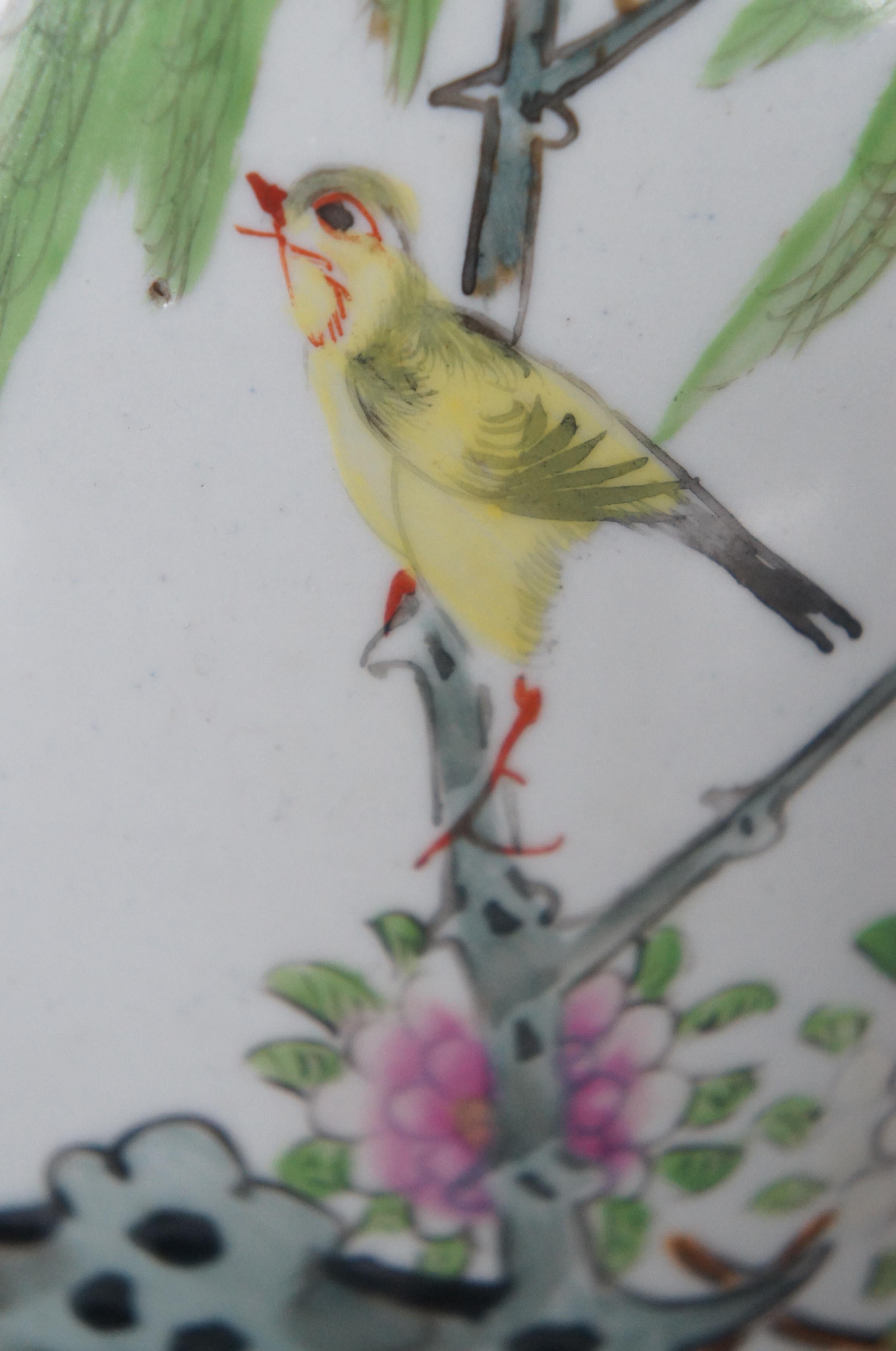 Antique Chinese Famille Rose Porcelain Lidded Ginger Jar Floral Bird Urn 5