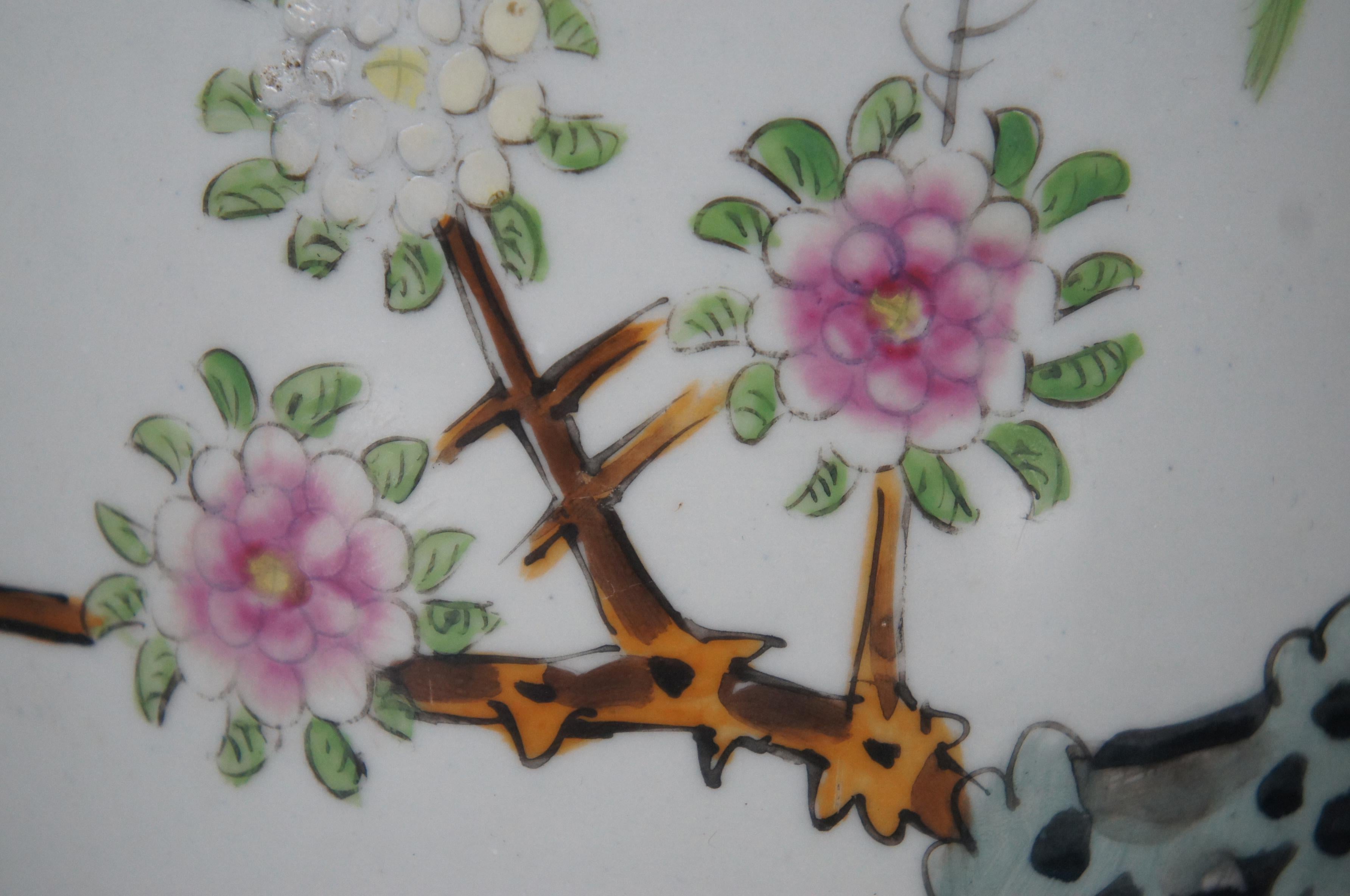 Antique Chinese Famille Rose Porcelain Lidded Ginger Jar Floral Bird Urn 6