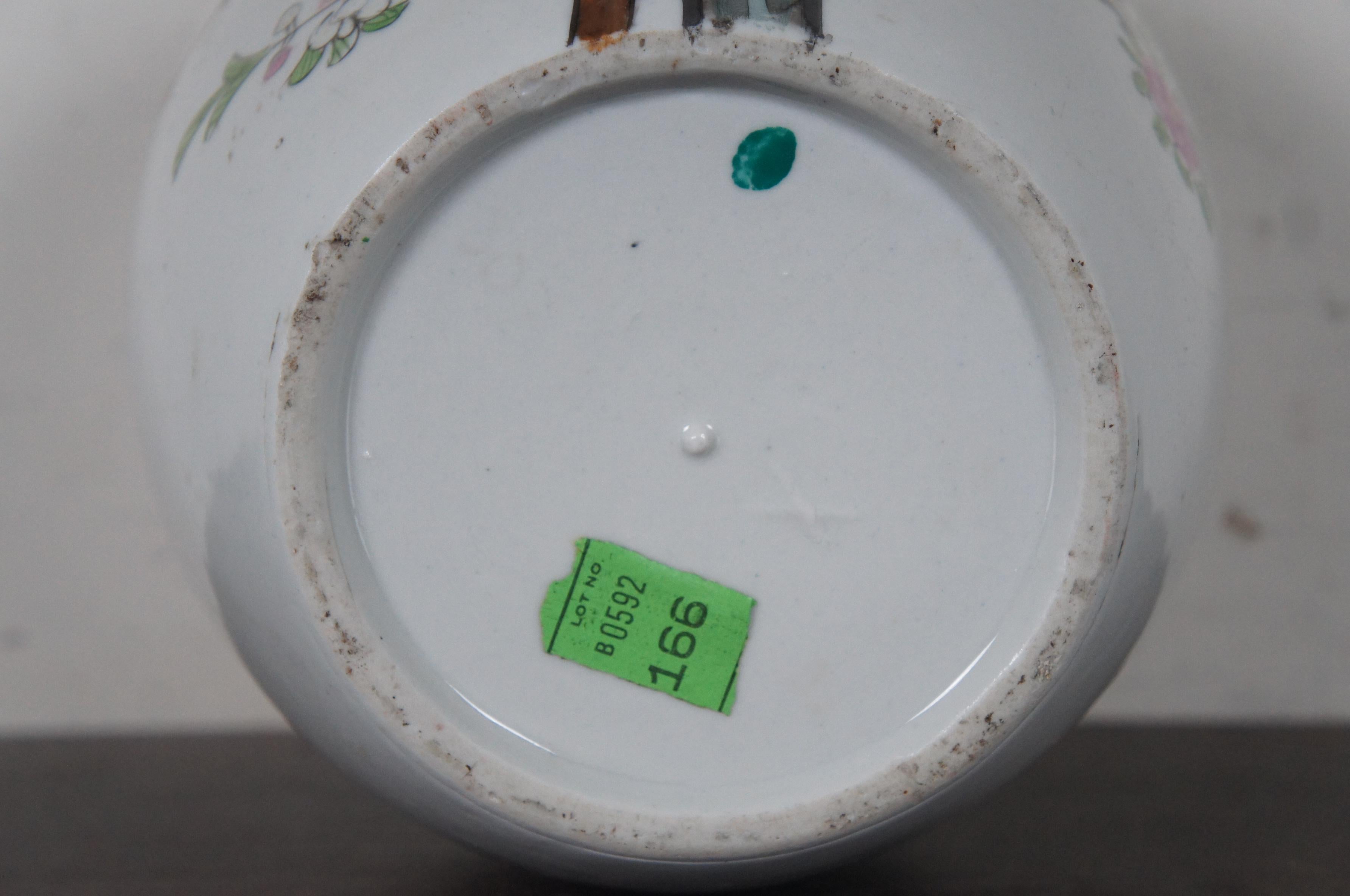 Antique Chinese Famille Rose Porcelain Lidded Ginger Jar Floral Bird Urn 2