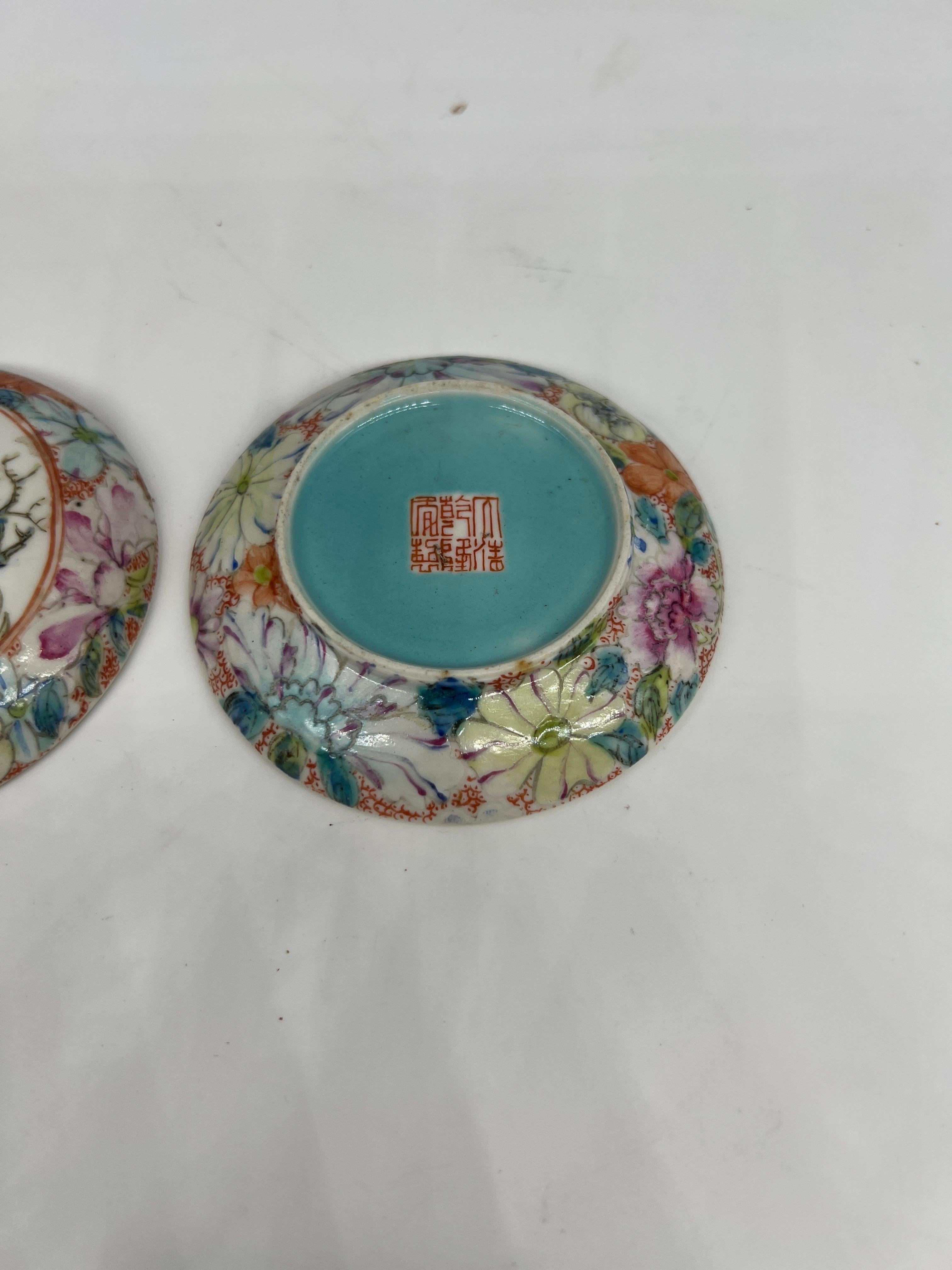 Antikes chinesisches Famille-Rose-Porzellan-Pudergefäß mit Deckel - Qianlong-Marke im Angebot 1