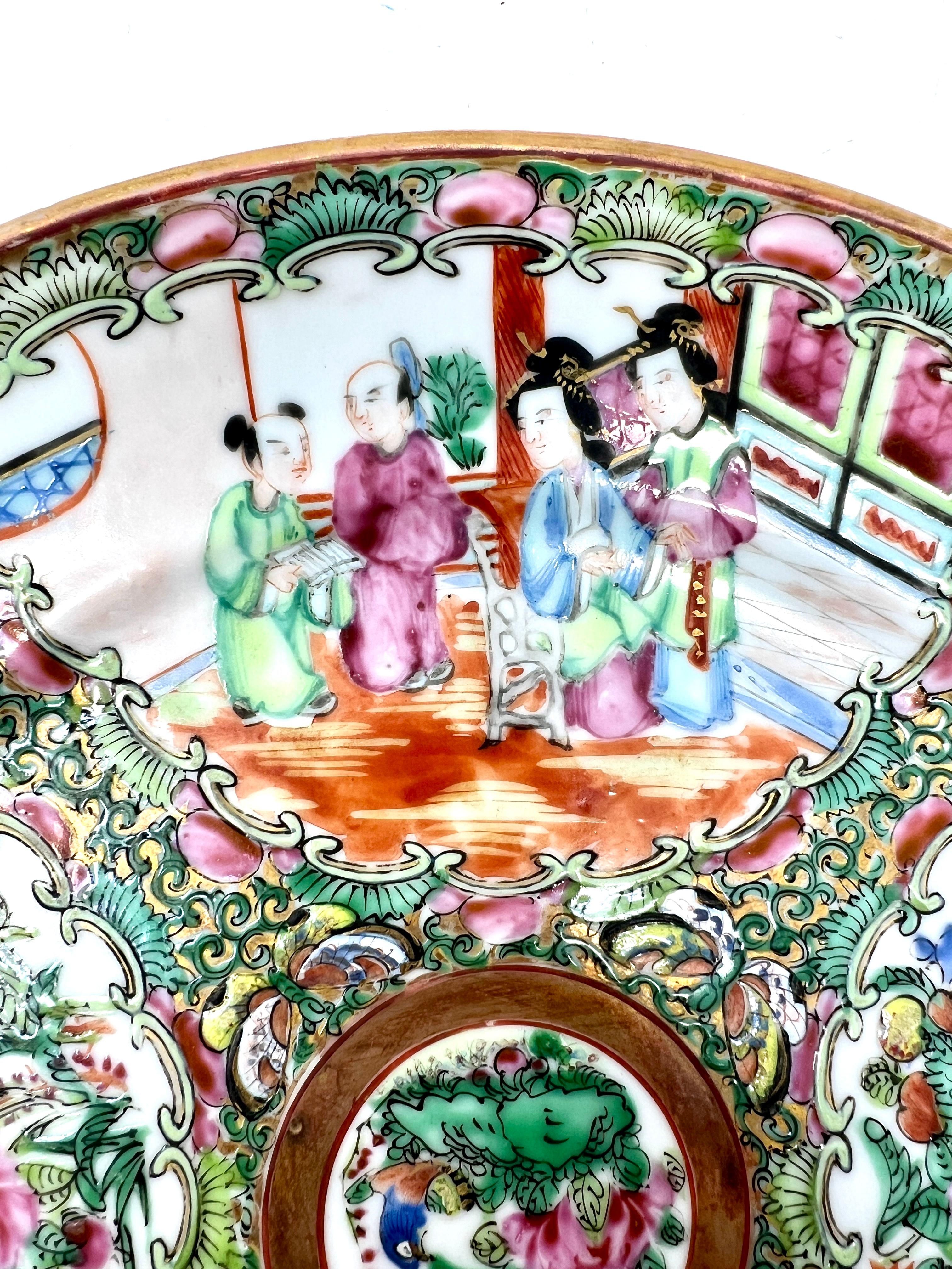 19th Century Antique Chinese Famille Rose Porcelain Plate, Circa 1880-1890. For Sale