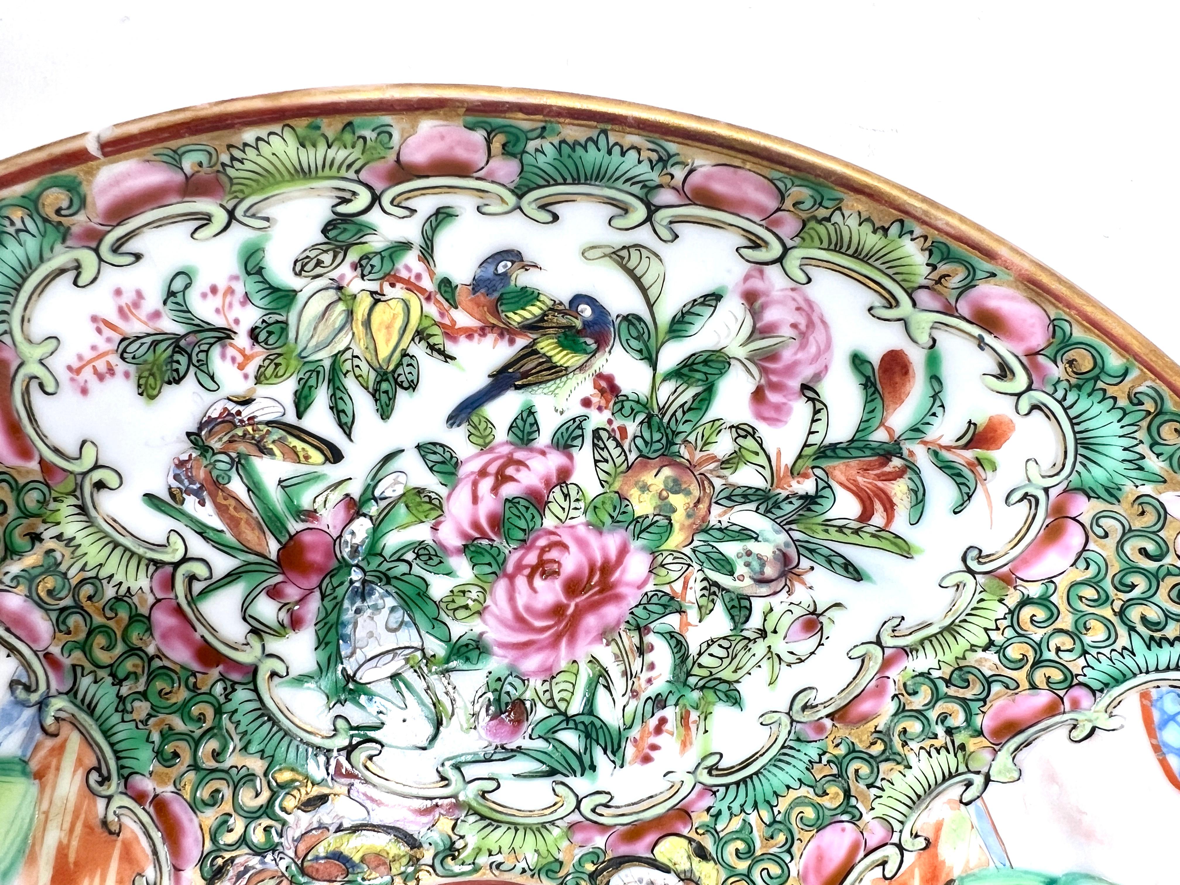 Antique Chinese Famille Rose Porcelain Plate, Circa 1880-1890. For Sale 1