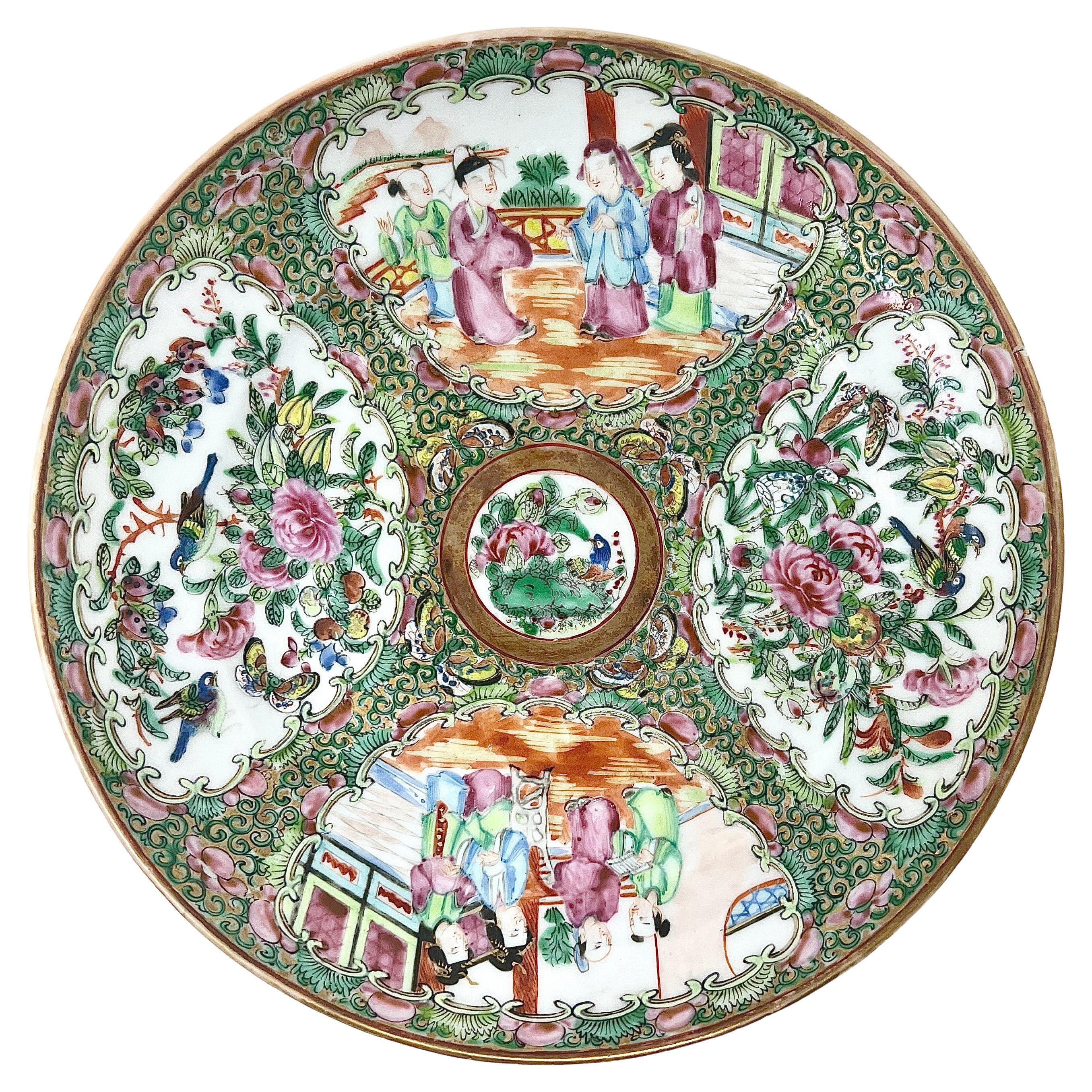 Antique Chinese Famille Rose Porcelain Plate, Circa 1880-1890. For Sale