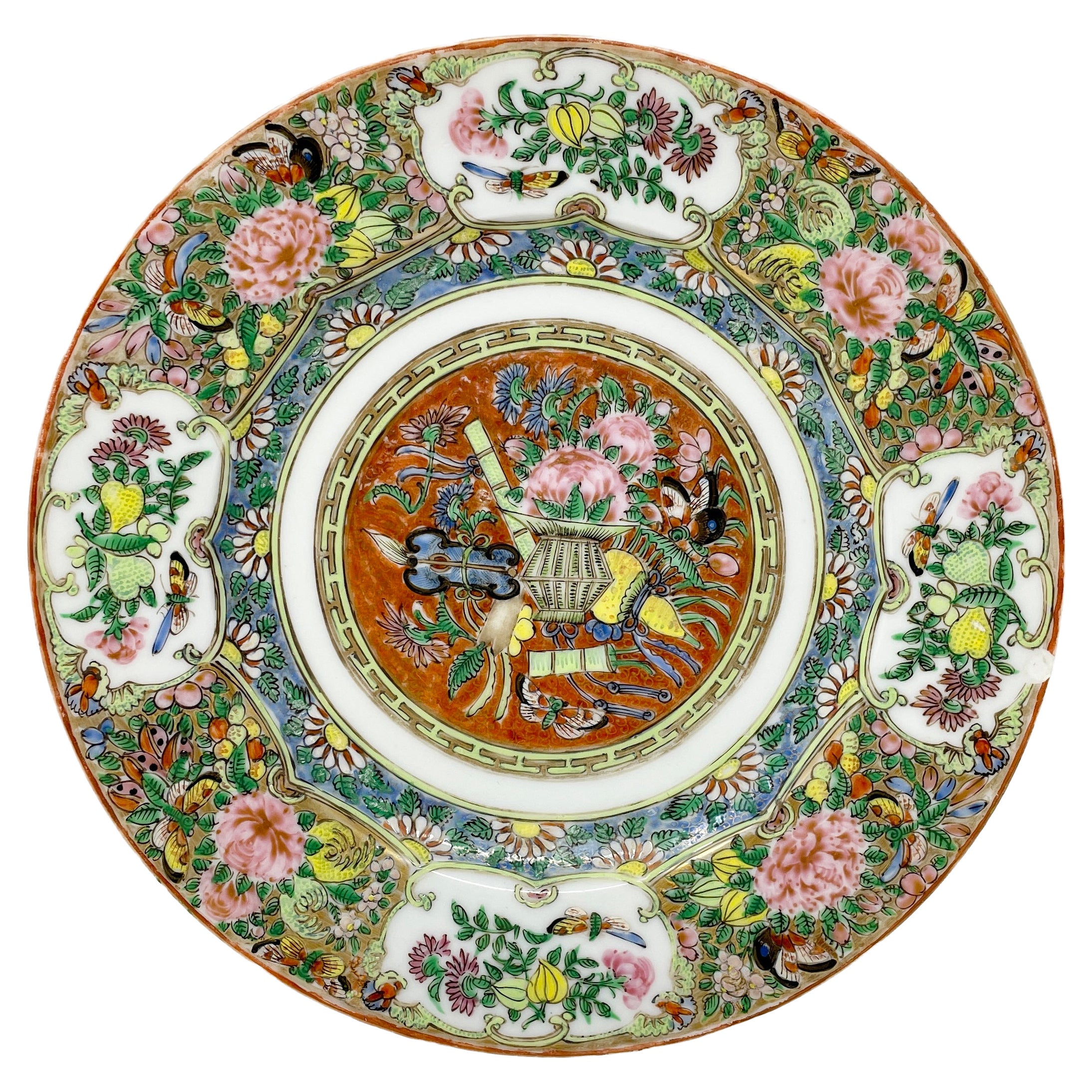 Antique Chinese "Famille Rose" Porcelain Plate, Circa 1910-1920's.
