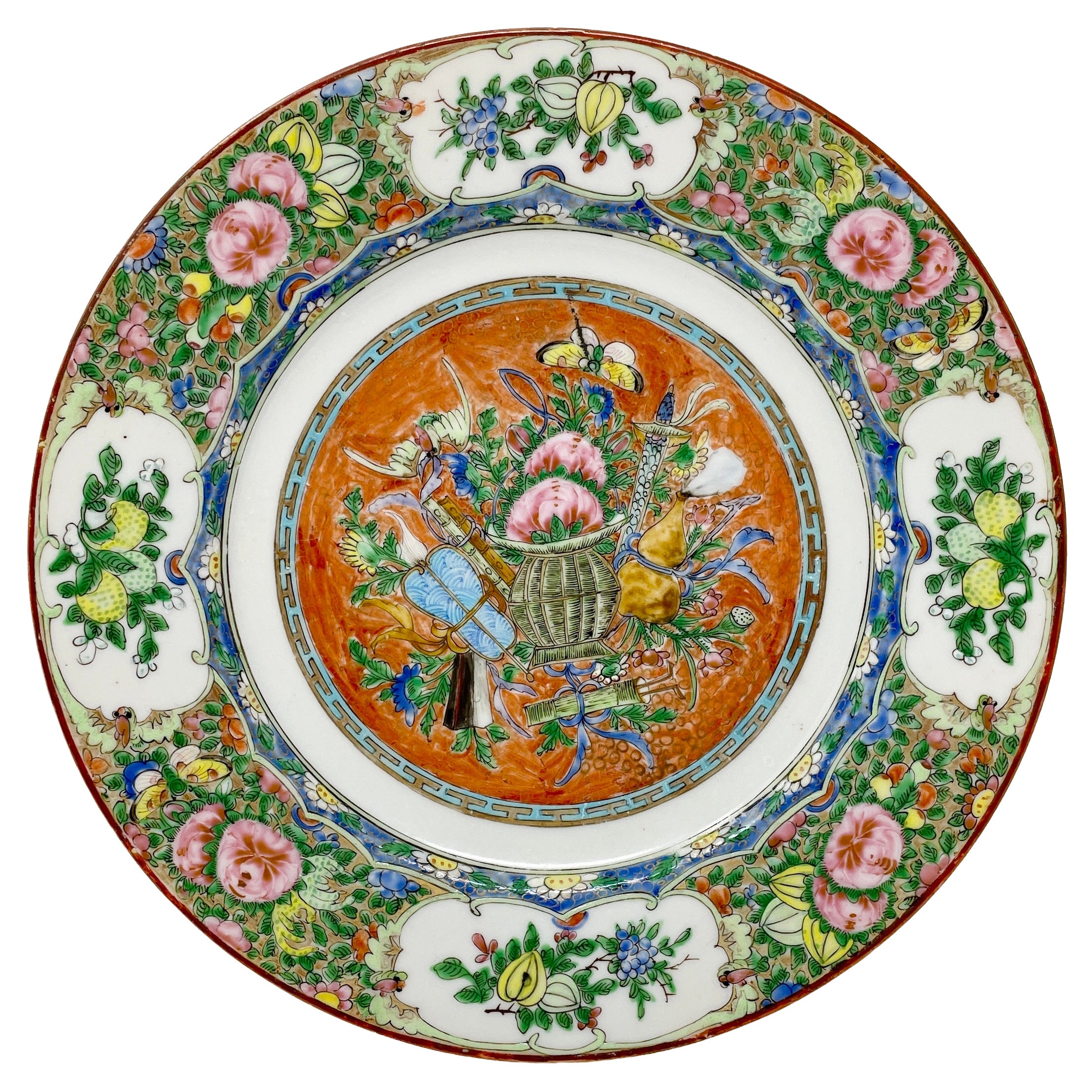 Antique Chinese "Famille Rose" Porcelain Plate, Circa 1910-1920's.