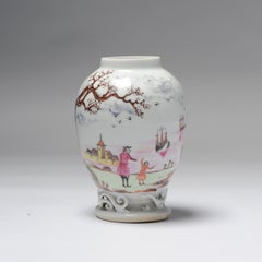 Antique Chinese Famille Rose Porcelain Tea Caddy Qianlong China ca 1750