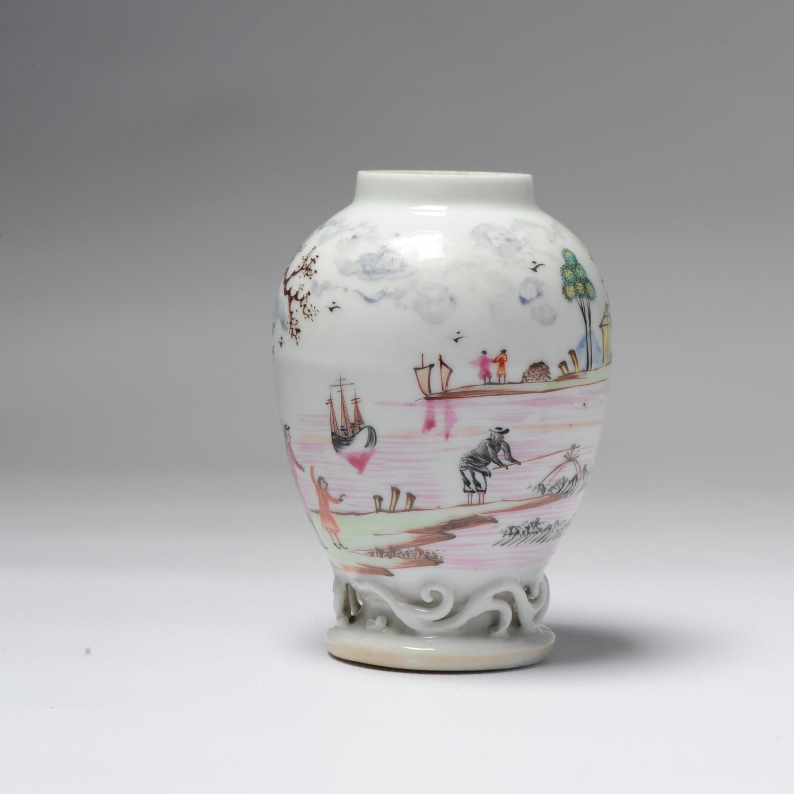Qing Antique Chinese Famille Rose Porcelain Tea Caddy Qianlong China ca 1750 For Sale
