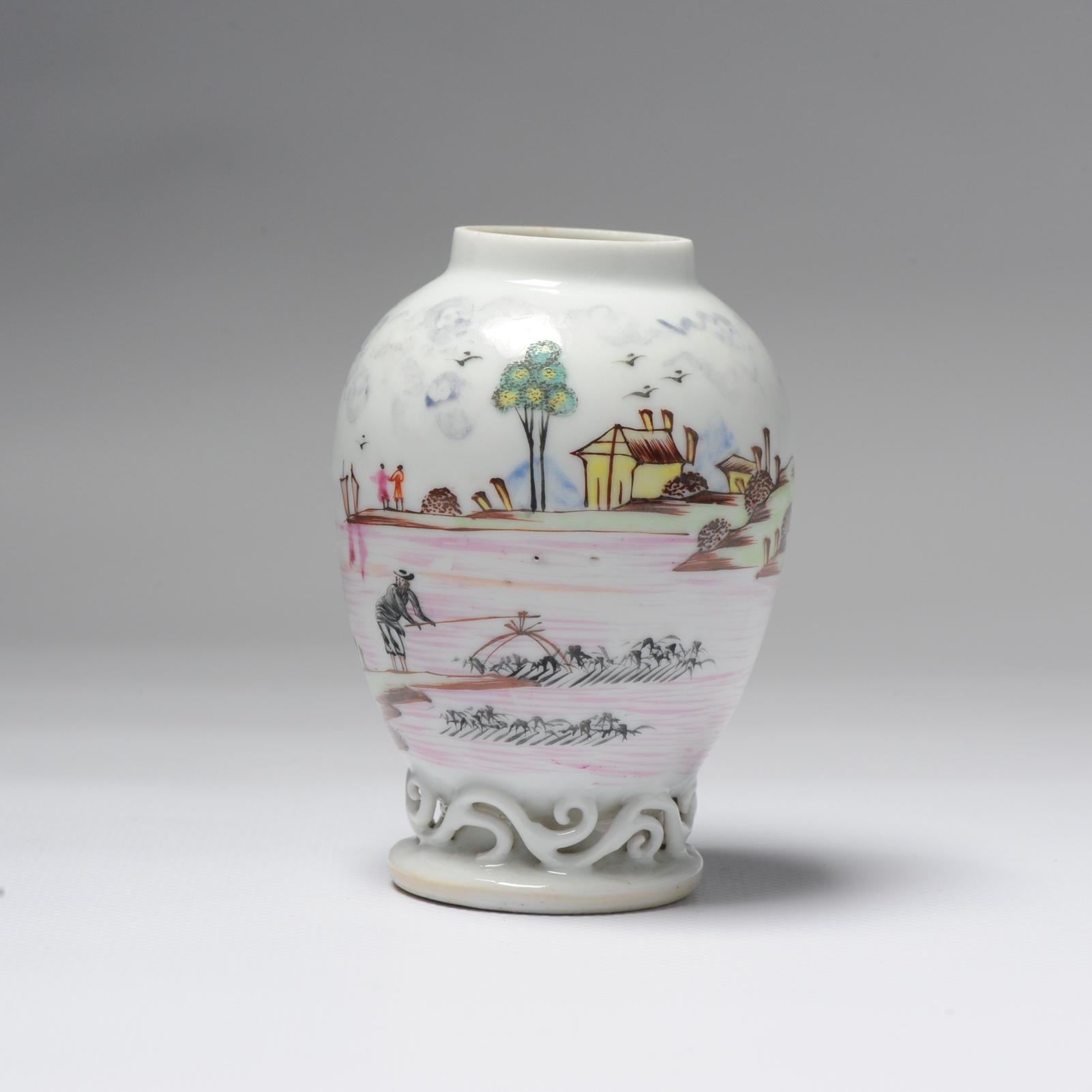 Ancienne boîte à thé chinoise en porcelaine Famille Rose de Qianlong, datant d'environ 1750 Bon état - En vente à Amsterdam, Noord Holland