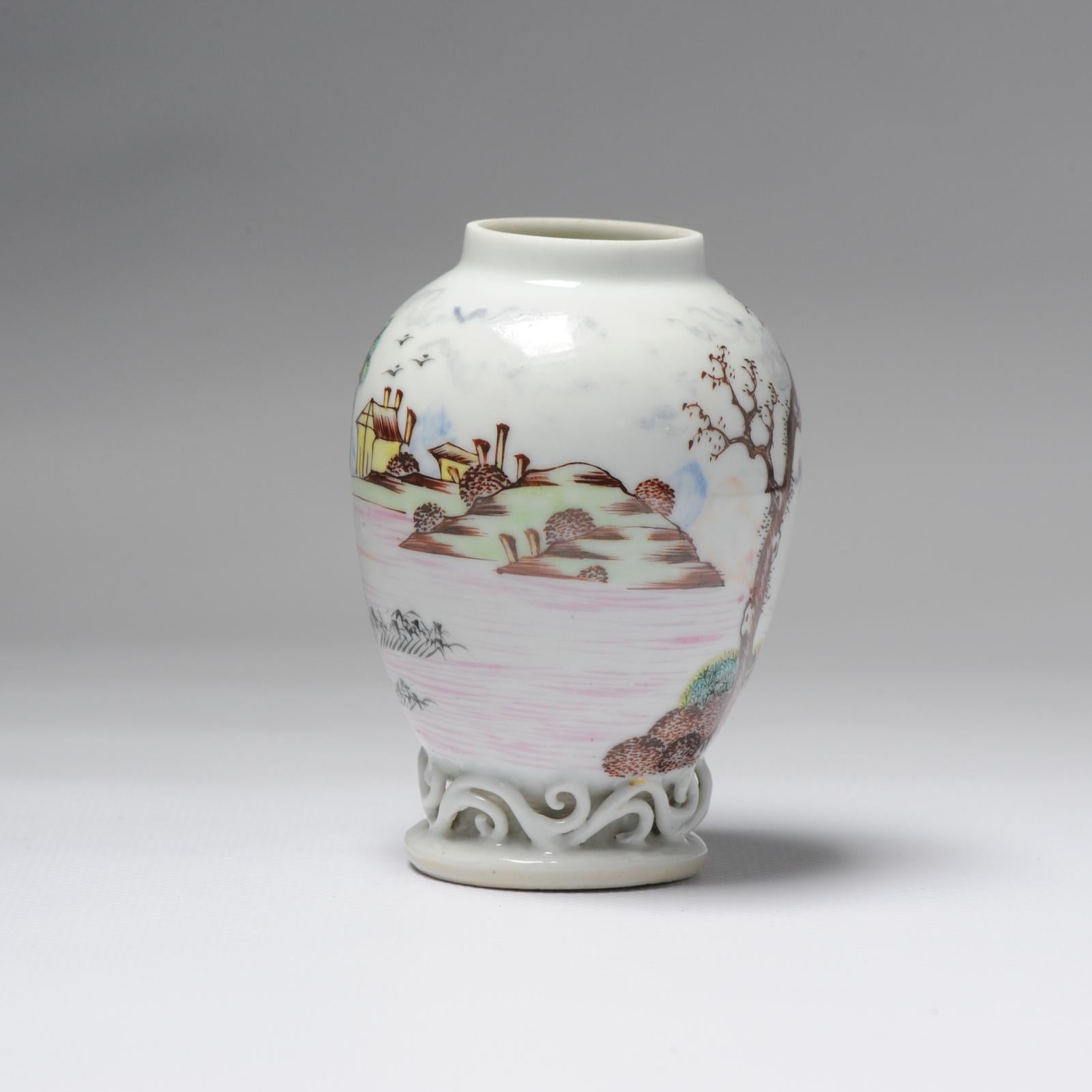 Antique Chinese Famille Rose Porcelain Tea Caddy Qianlong China ca 1750 For Sale 1