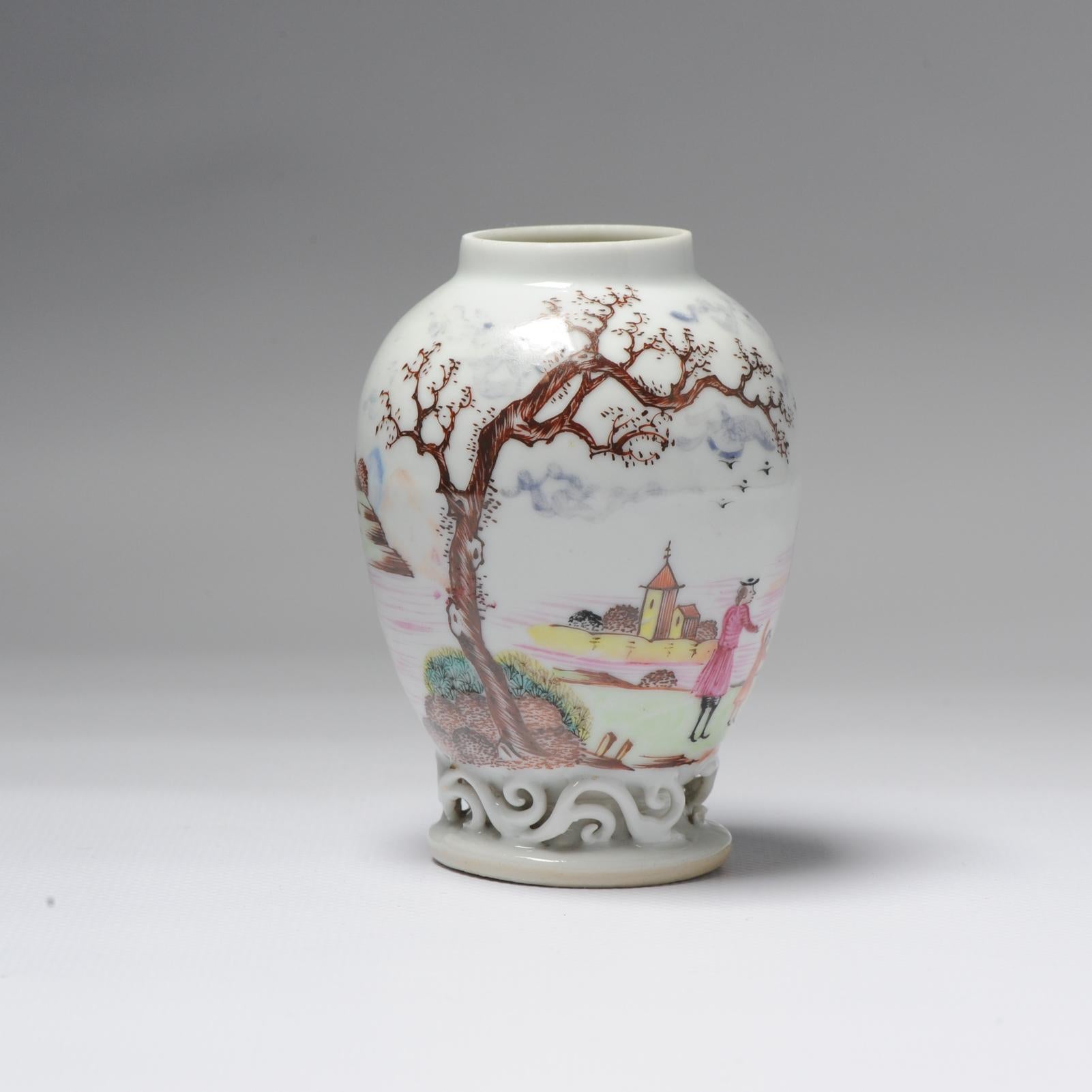 Antique Chinese Famille Rose Porcelain Tea Caddy Qianlong China ca 1750 For Sale 3