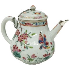 Teiera in porcellana cinese Famille Rose del XVIII secolo con coperchio