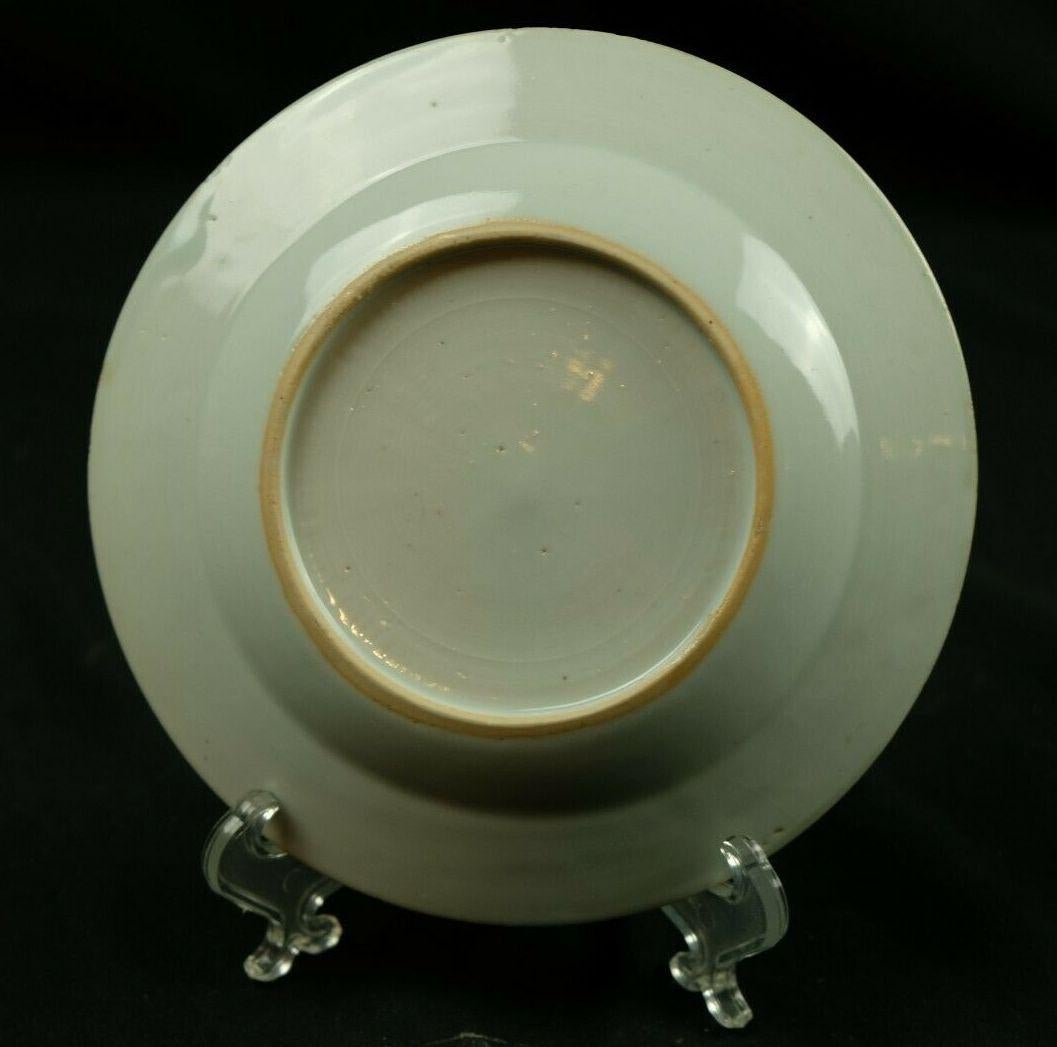 Antiguo plato de pan de porcelana china Famille Rose Tobacco Leaf Pseudo Tobacco siglo XVIII en venta