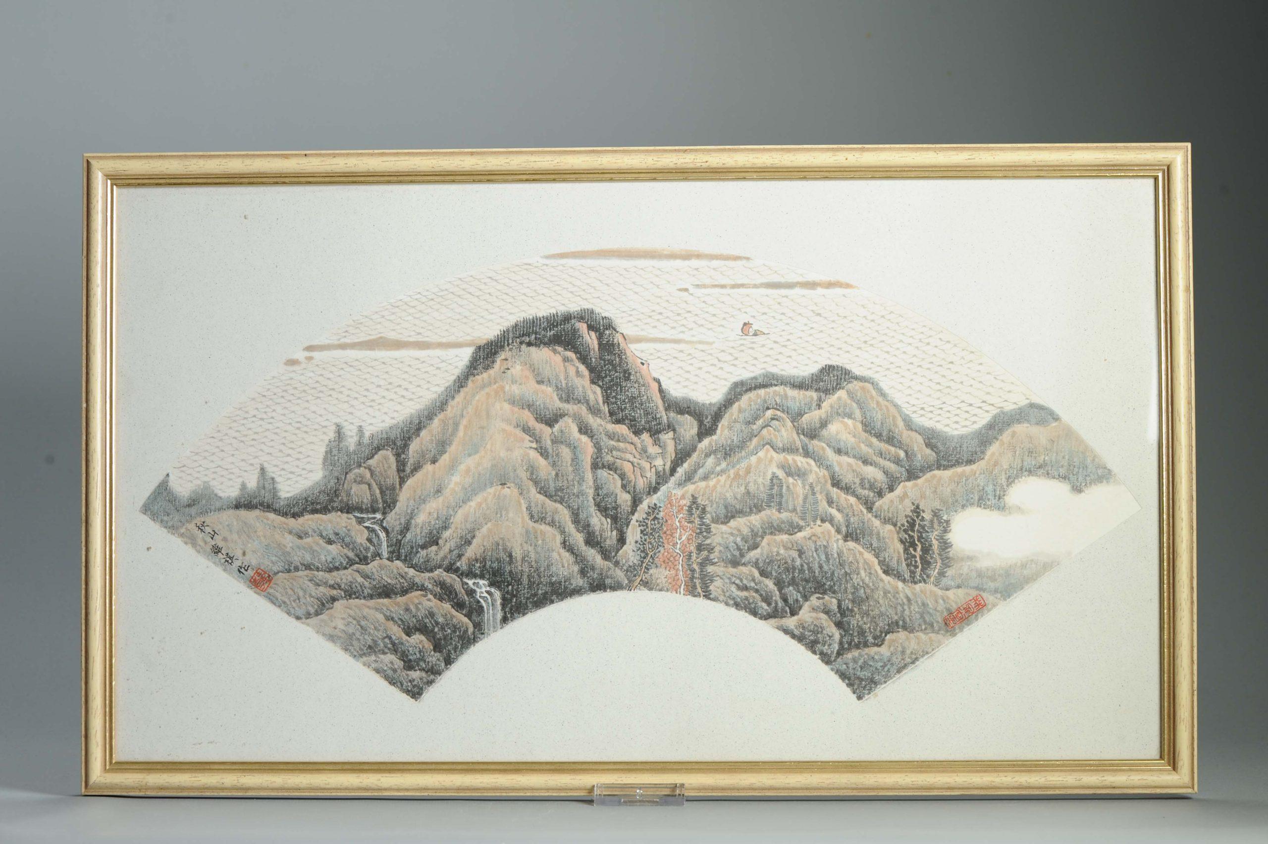 Antique Chinese Fan Painting Bian SHoumin China Qing 18/19th century In Good Condition For Sale In Amsterdam, Noord Holland