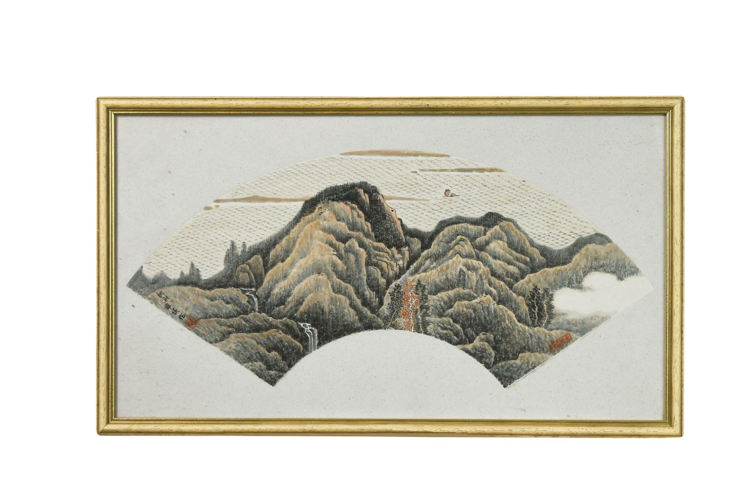 Antique Chinese Fan Painting Bian SHoumin China Qing 18/19th century For Sale 1