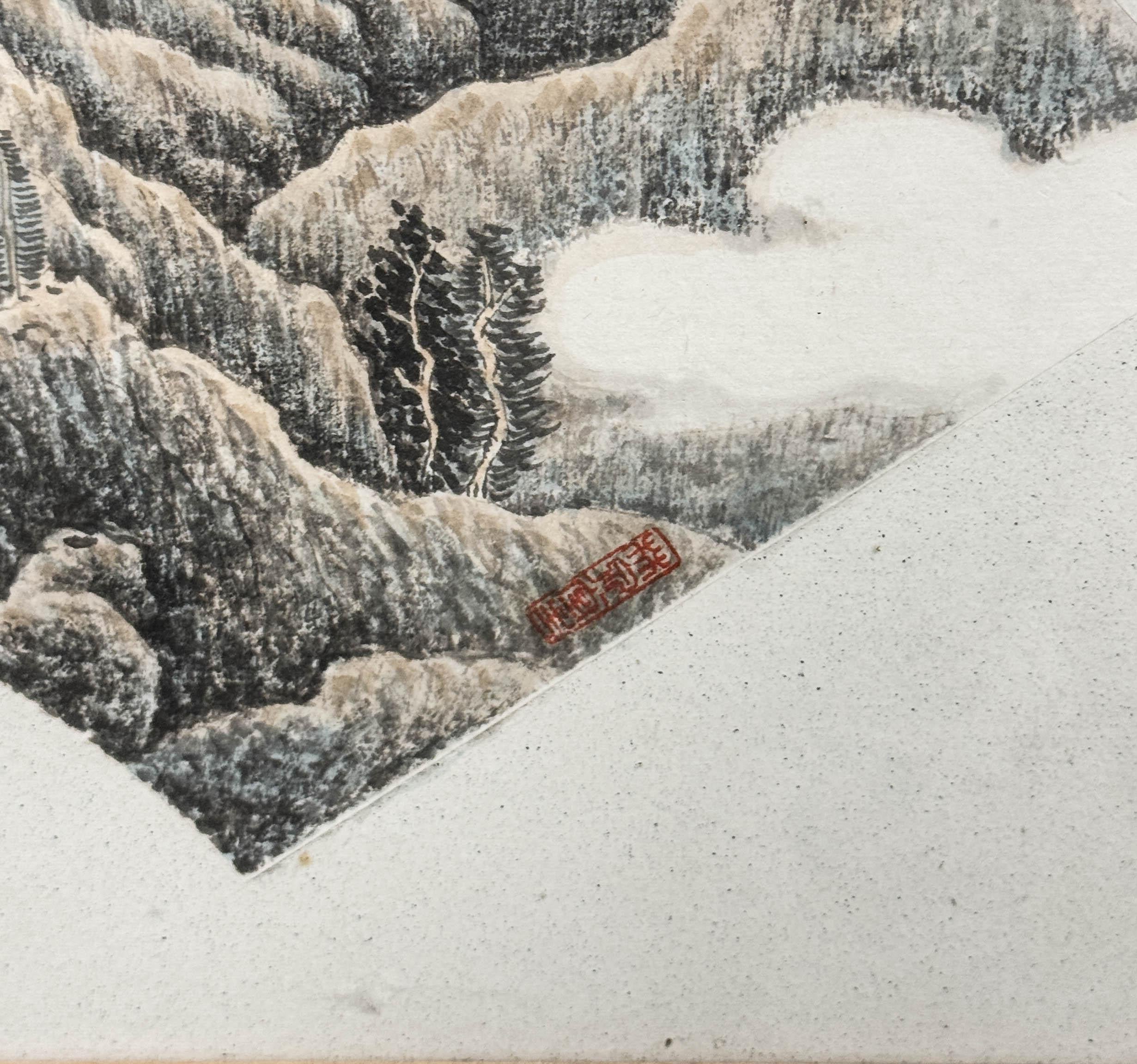 Antique Chinese Fan Painting Bian SHoumin China Qing 18/19th century For Sale 2