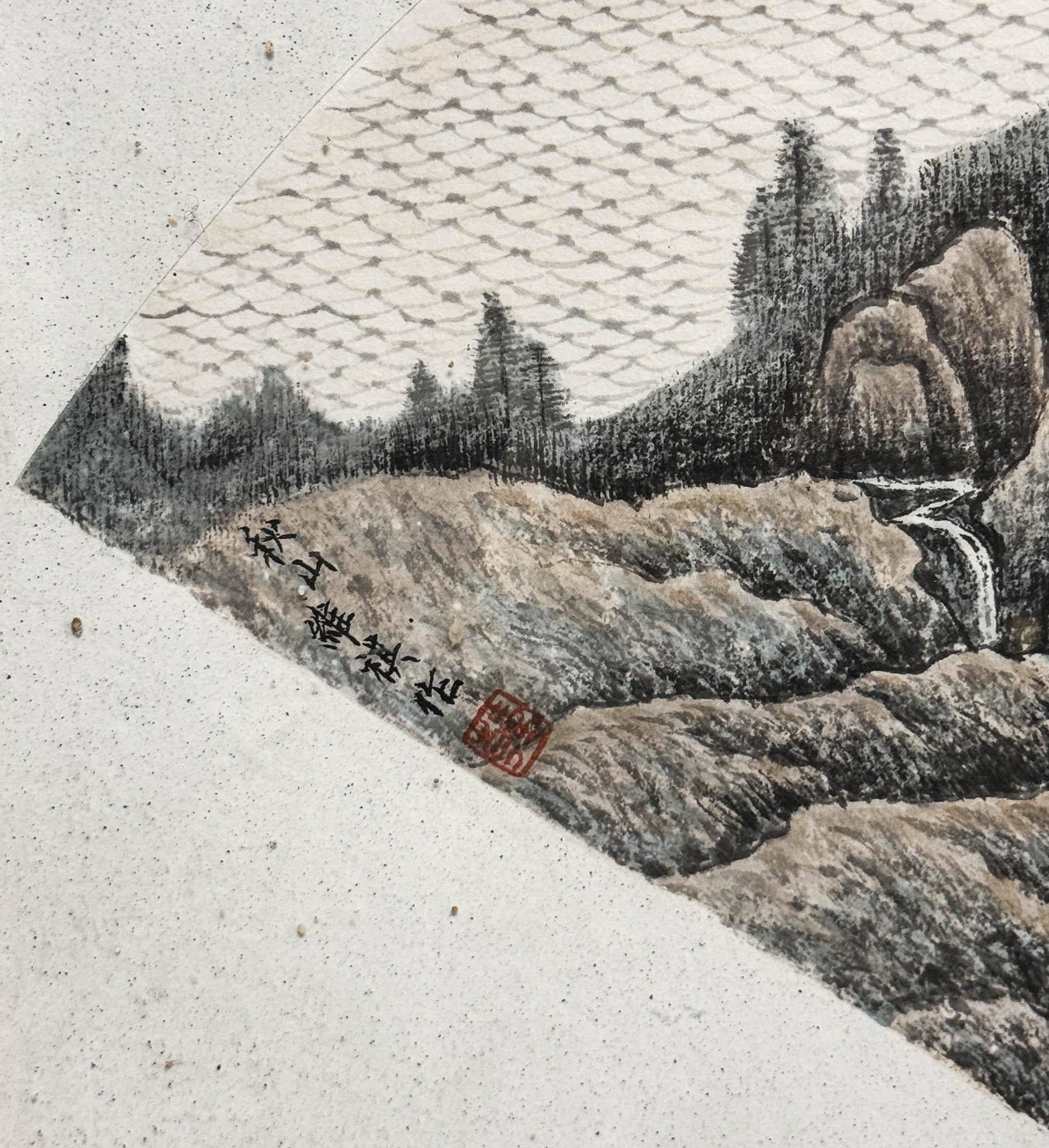 Antique Chinese Fan Painting Bian SHoumin China Qing 18/19th century For Sale 3