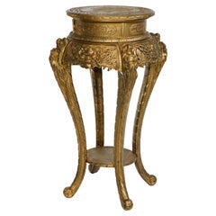 Antique Chinese Figural Carved Giltwood Sculpture Stand Circa 1910