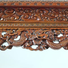 Antike chinesische Figur geschnitzt Hartholz Drachen & Falcon Center Table