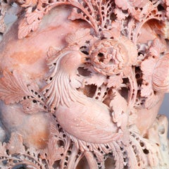 Antique Chinese Figural Chinese Soapstone Vase, Garden Scene, circa 1920