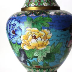 Antique Chinese Figural & Floral Cloisonne Enameled Vase c1920