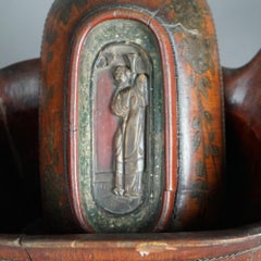 Antique Chinese Figural & Polychromed Wooden Basket Circa 1920