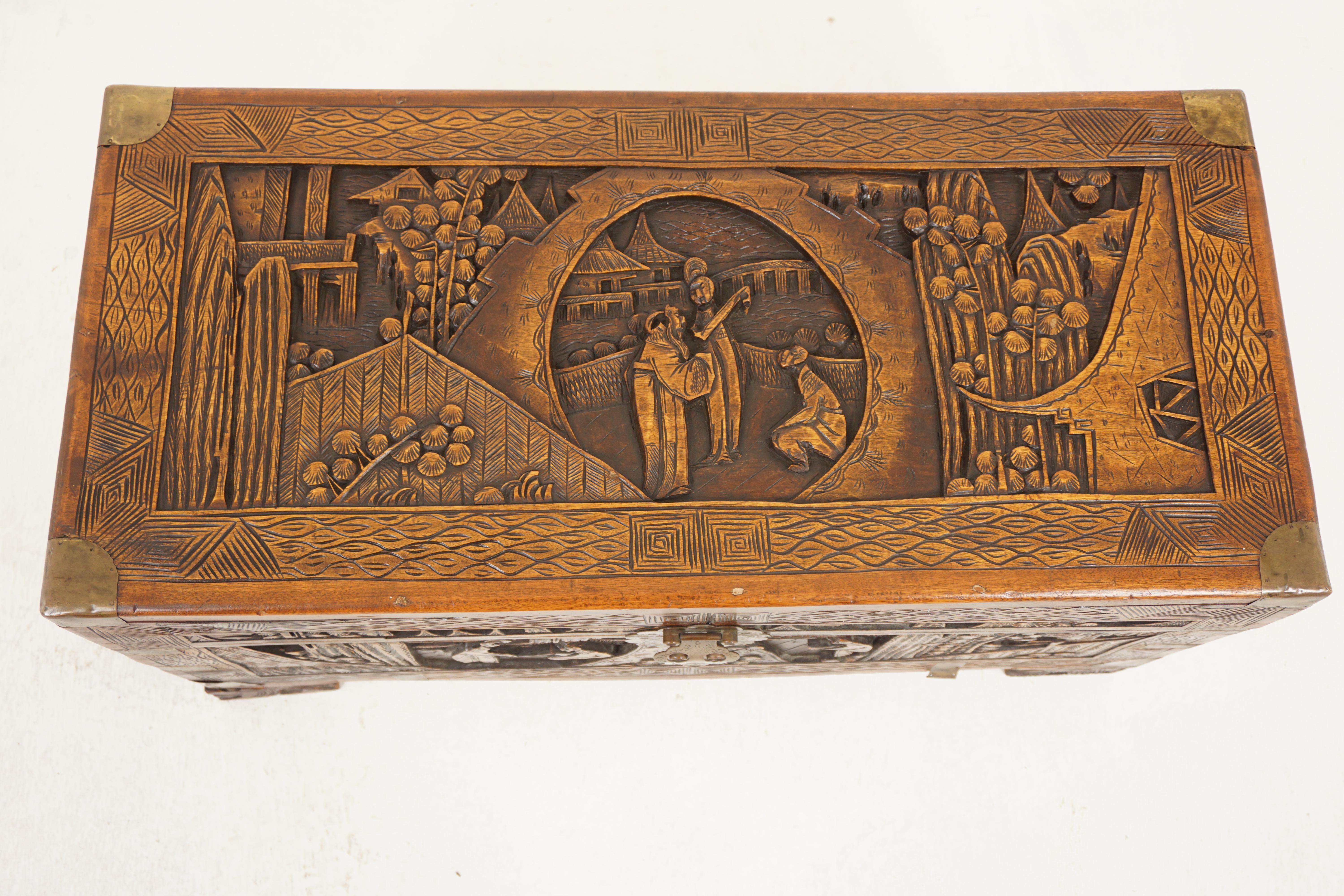 Early 20th Century Antique Chinese Finely Carved Camphor Chest, China 1920, H1185 For Sale