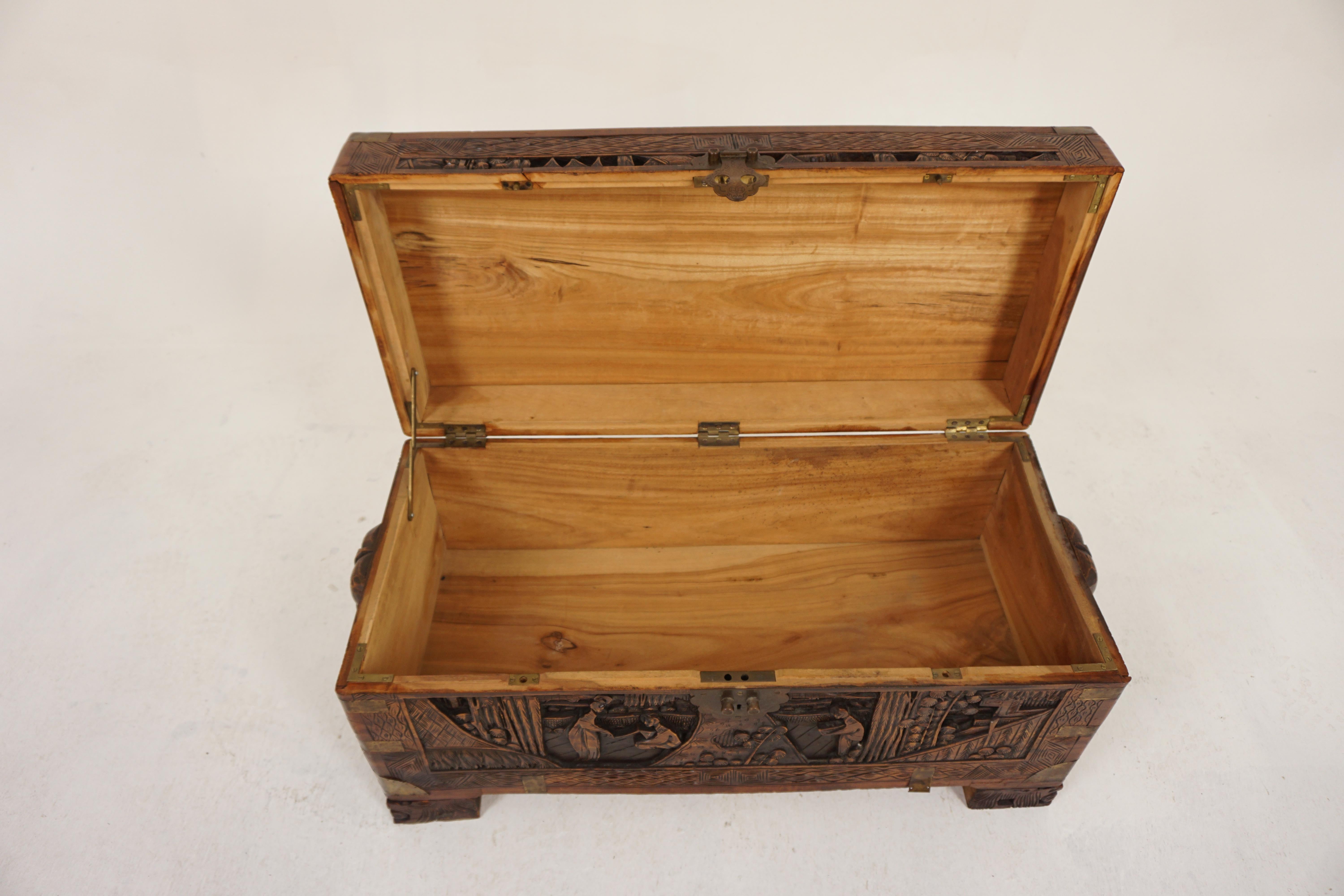 Antique Chinese Finely Carved Camphor Chest, China 1920, H1185 For Sale 1