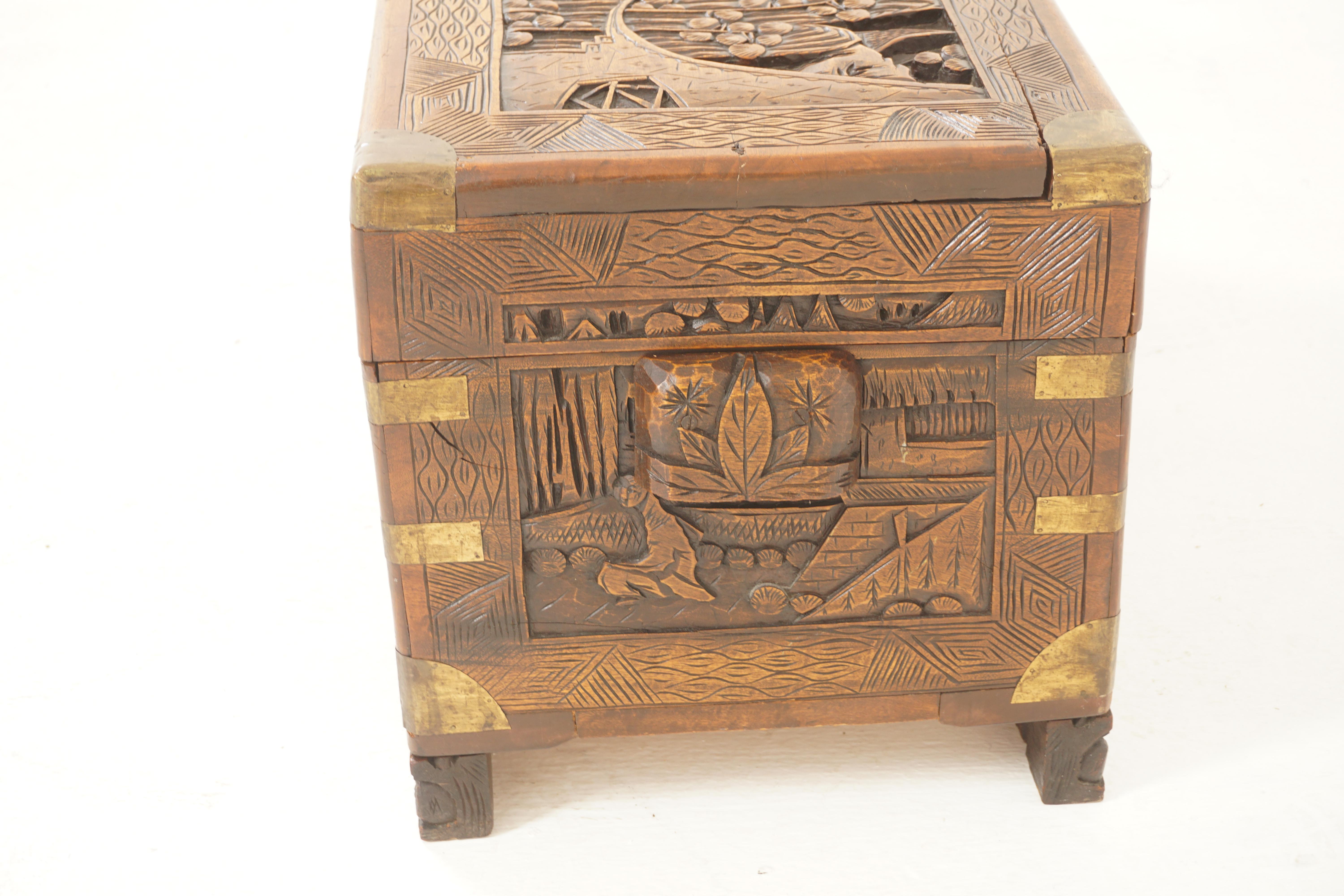 Antique Chinese Finely Carved Camphor Chest, China 1920, H1185 3