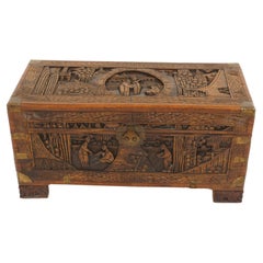 Vintage Chinese Finely Carved Camphor Chest, China 1920, H1185