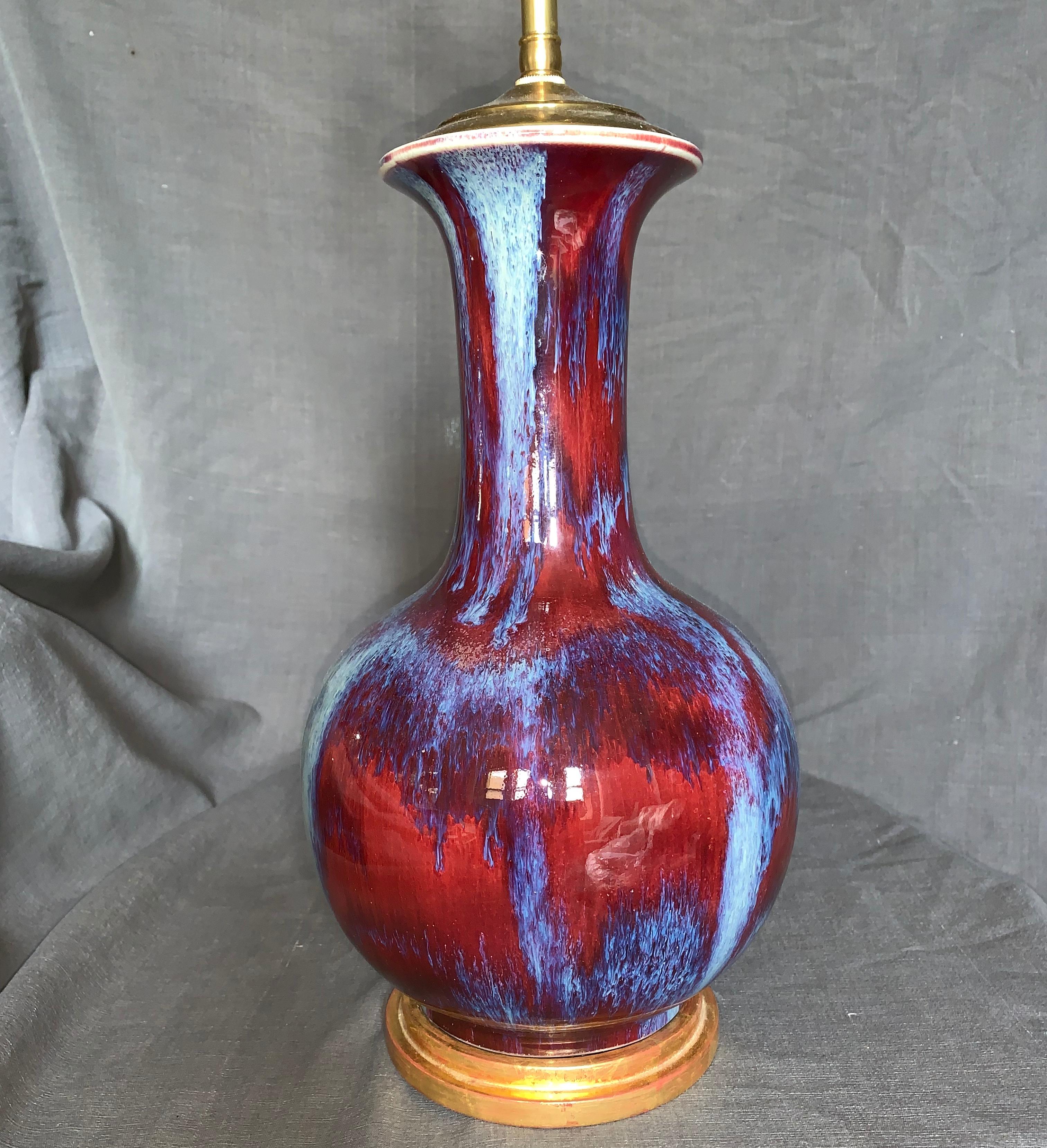 Glazed Antique Chinese Flambe Lamp