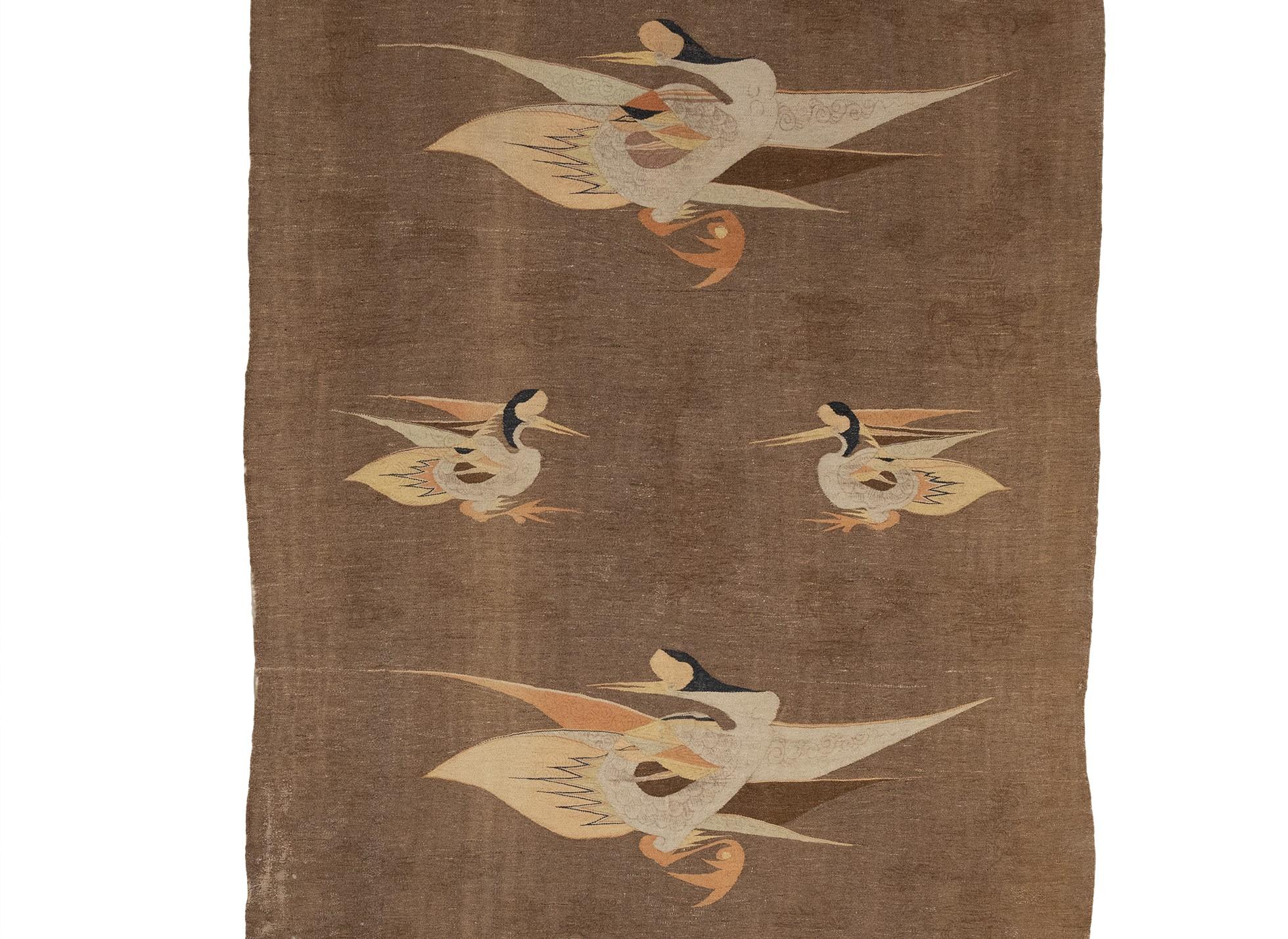 Antiker chinesischer Flachgewebe-Kelim-Wandteppich aus der Zeit um 1800 mit Kamelwolle  (Handgeknüpft) im Angebot