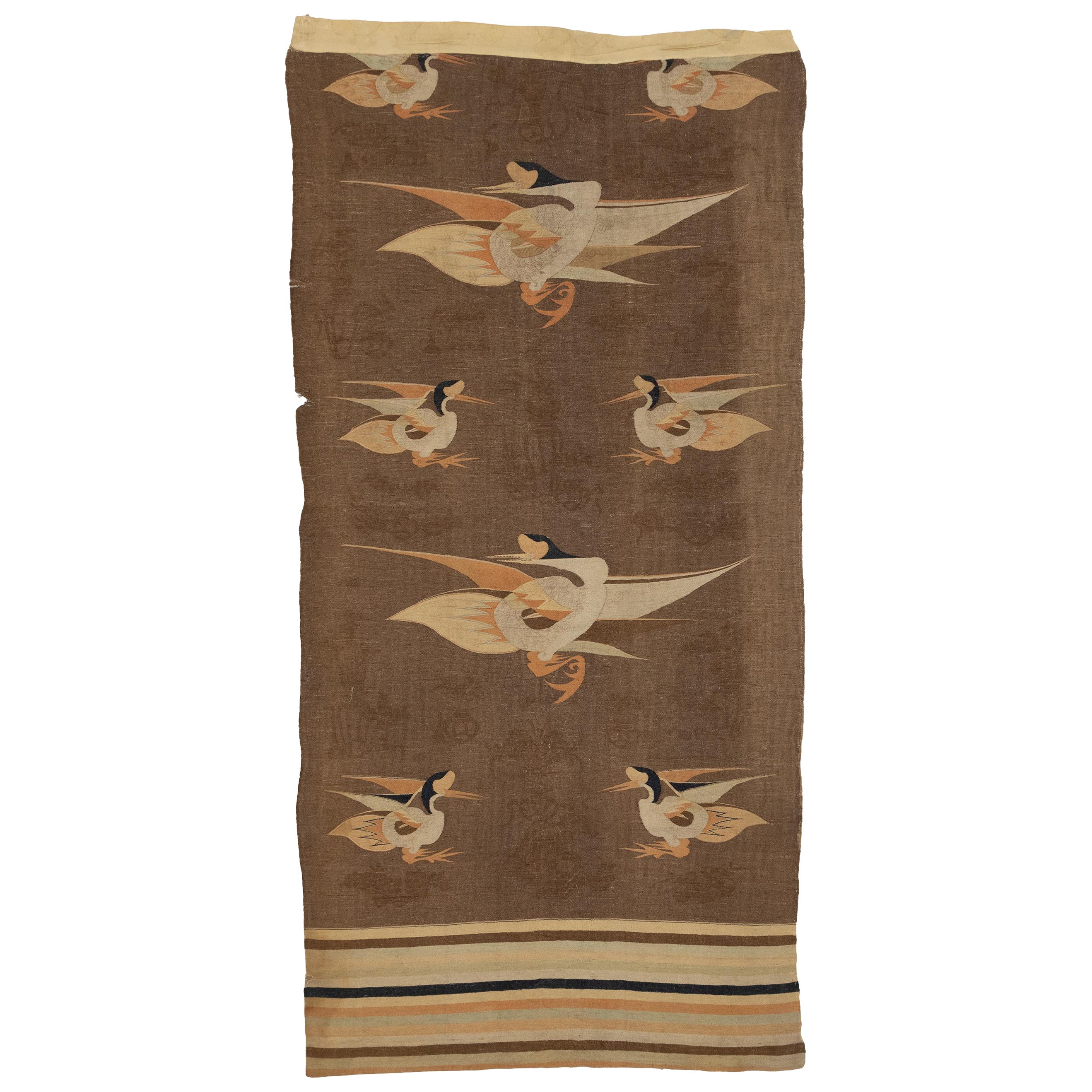 Antique Chinese Flat Weave Kilim Tapestry Circa 1800's with Camel Wool