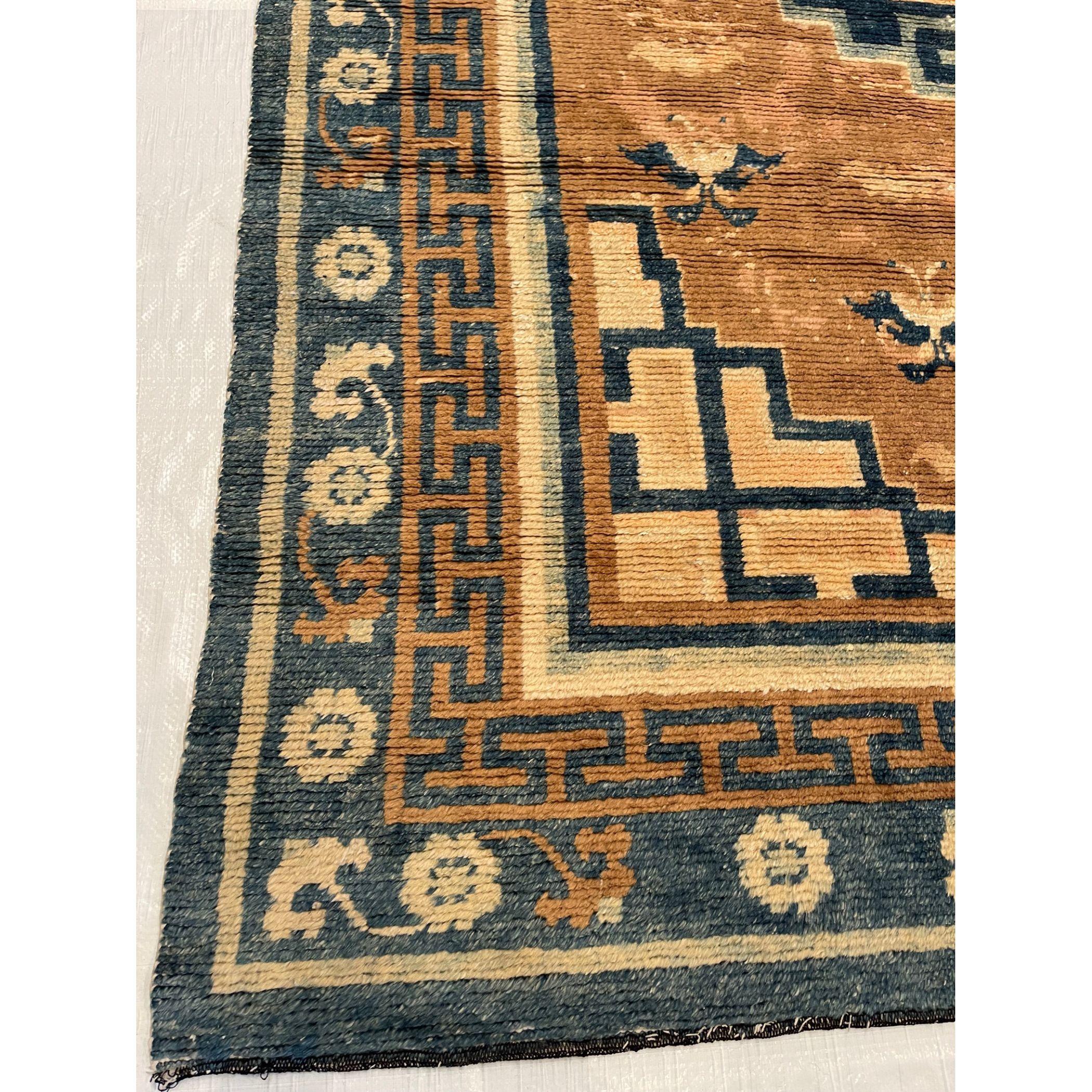 Other Antique Chinese Floral Design Rug For Sale