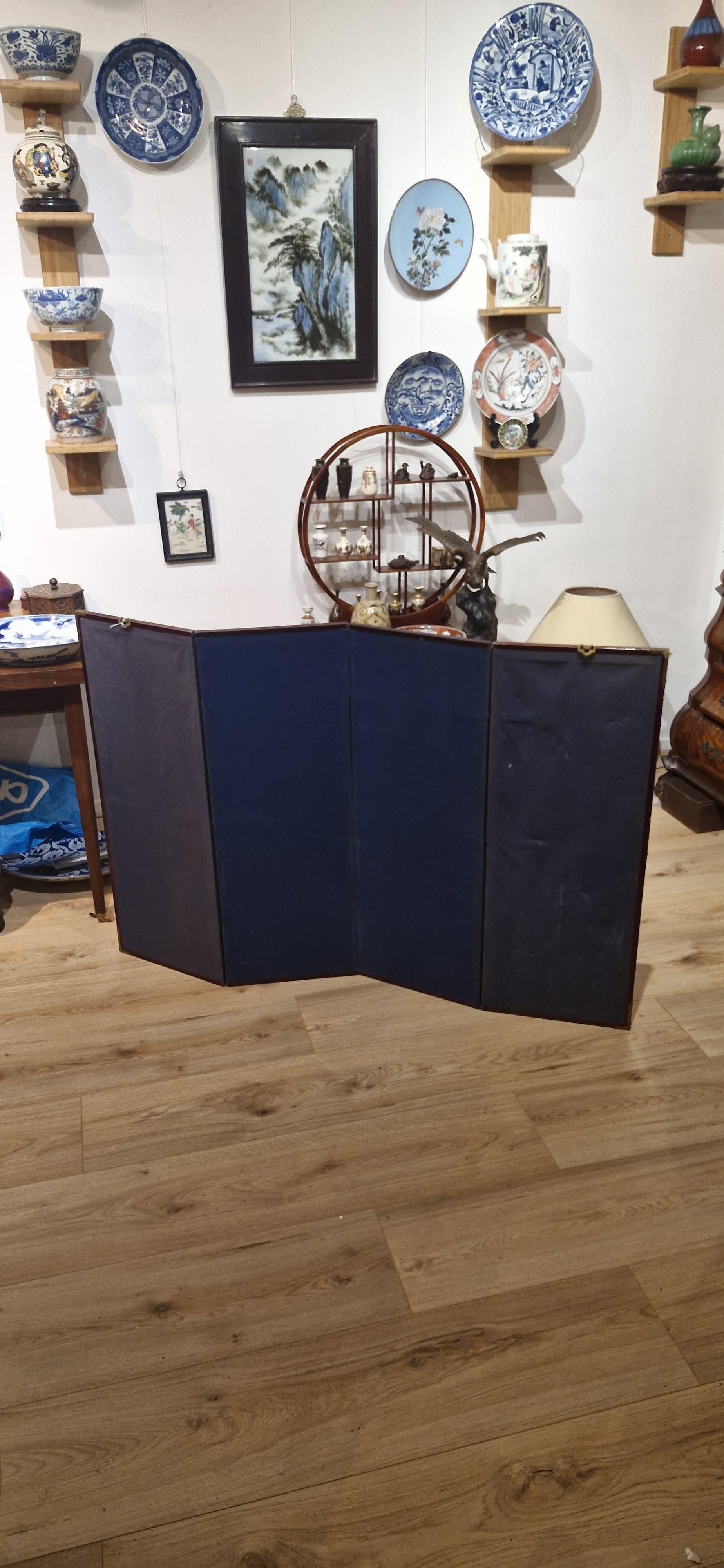 Meiji Antique Chinese Folding Chamber Screen / Paravent Early 20th century Japan Crane For Sale