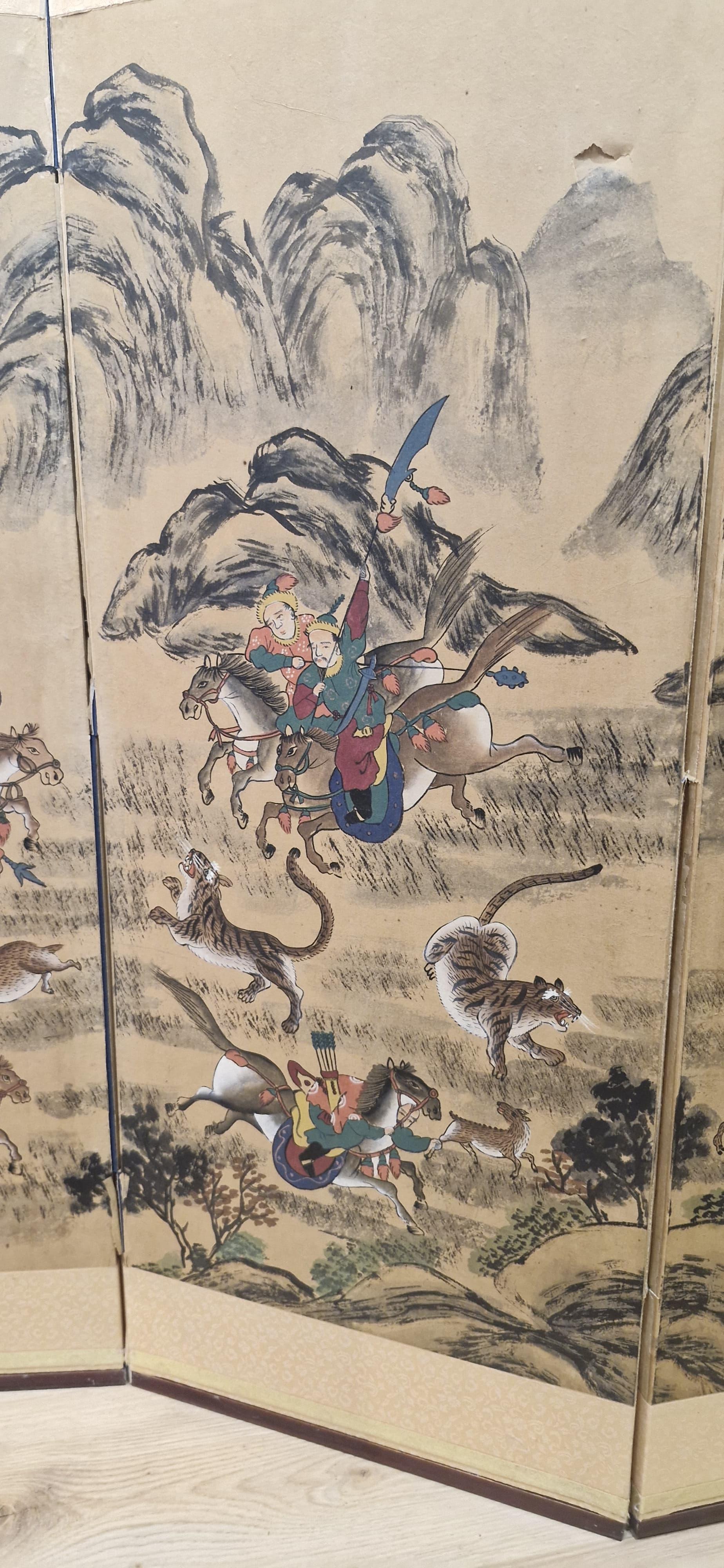 Antique Chinese Folding Chamber Screen / Paravent Early 20th century Japan Crane In Good Condition For Sale In Amsterdam, Noord Holland