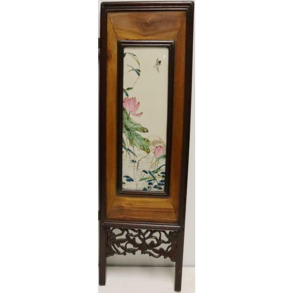 20th Century Antique Chinese Folding Enamel Decorated Porcelain Plaques For Sale