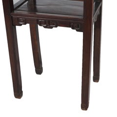 Antique Chinese Foliate Carved Rosewood Rouge Marble Top Stand C1920