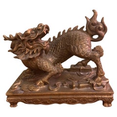 Antiguo Perro Foo Chino - León Mítico Chino - Estatua del Perro del Templo