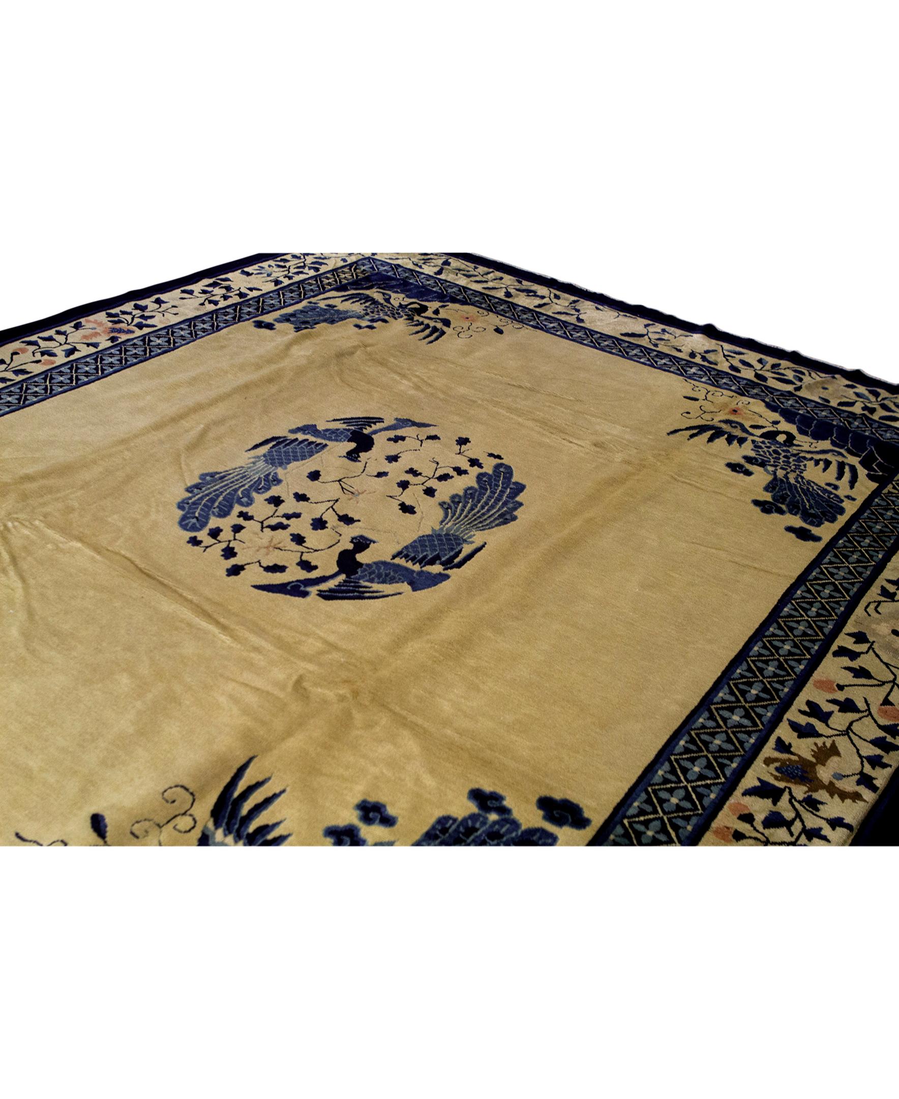 Other Traditional Handwoven Luxury Wool Antique Chinese Ivory For Sale
