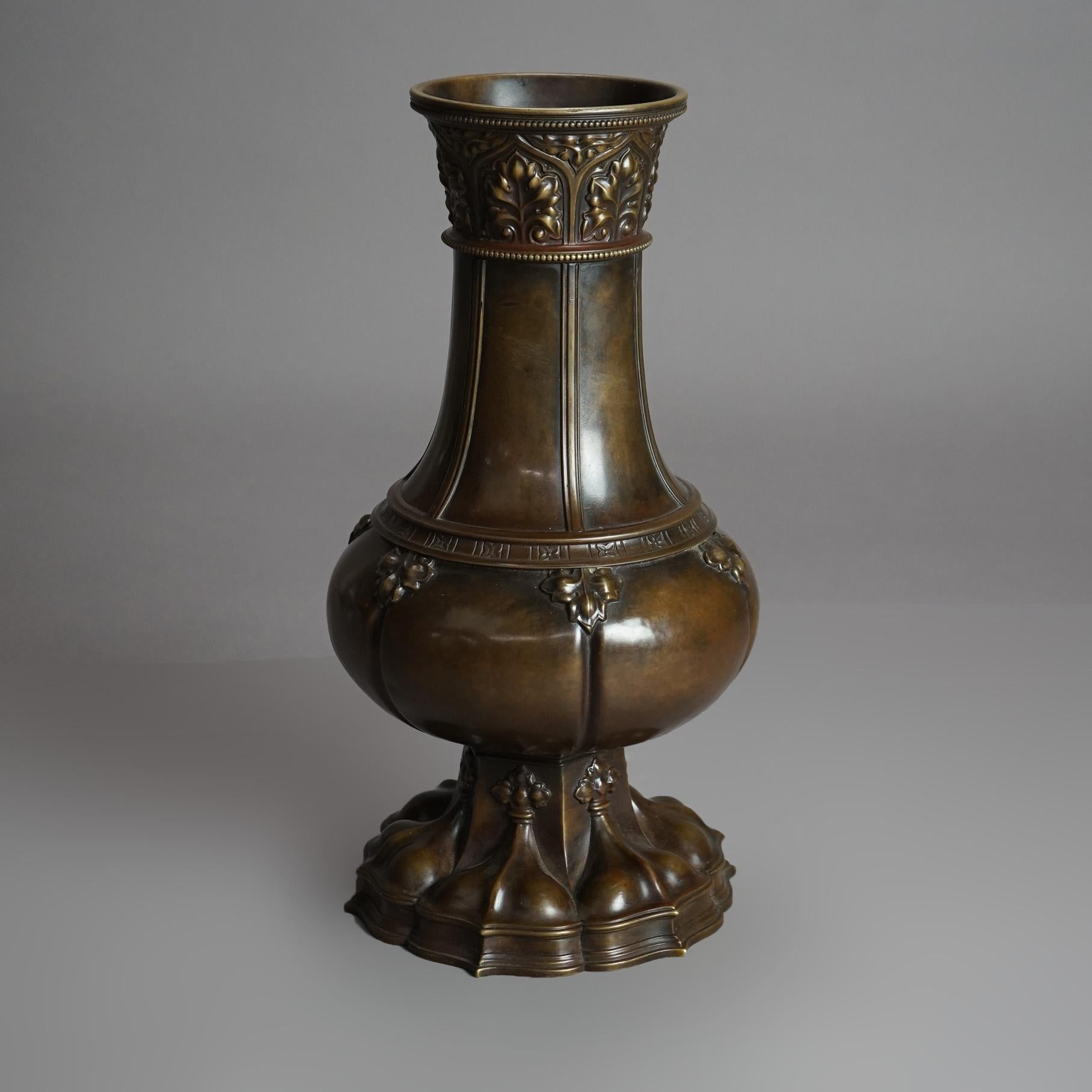 Cast Antique Chinese Form Bronze Vase Signed Gorham Circa 1900