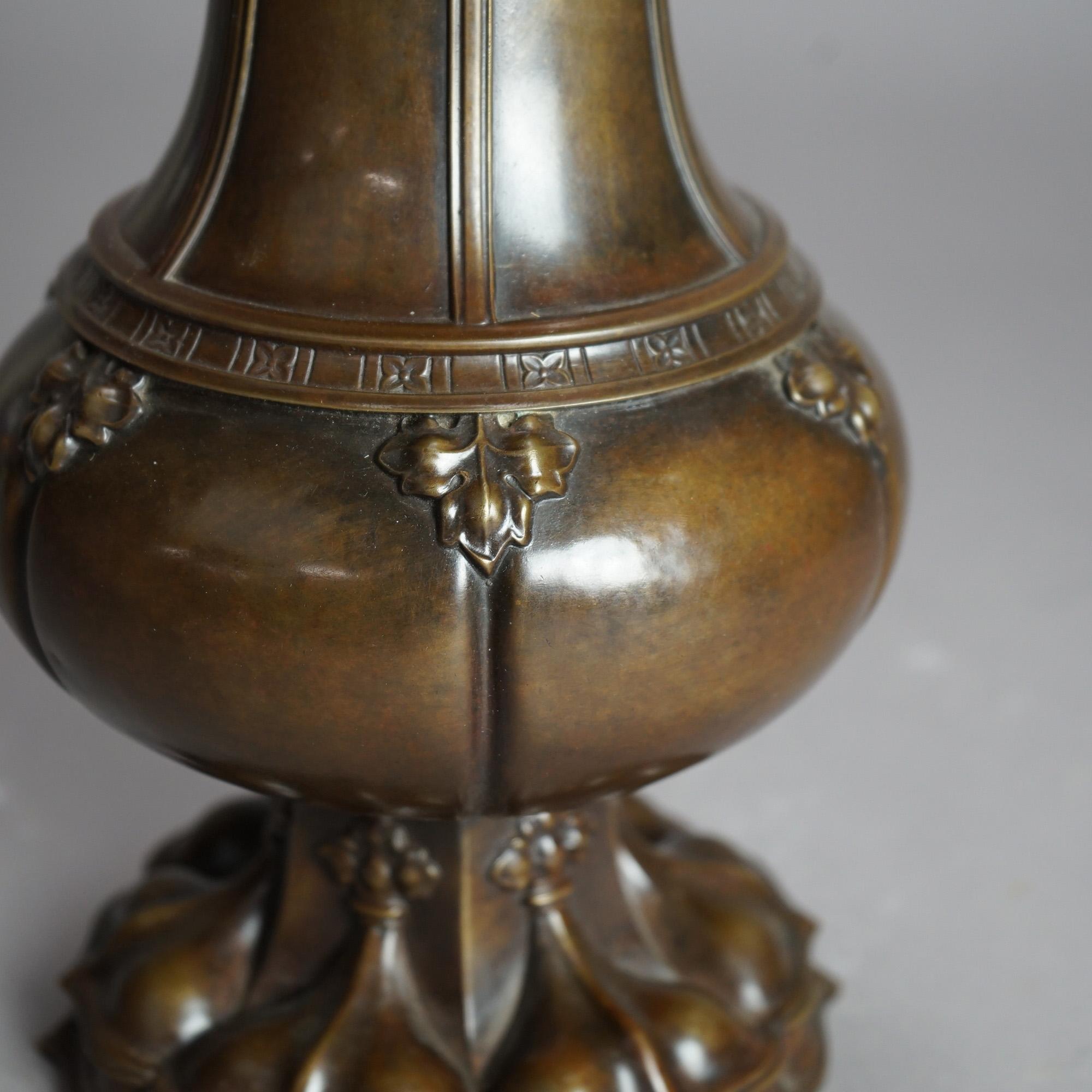 Antique Chinese Form Bronze Vase Signed Gorham Circa 1900 In Good Condition In Big Flats, NY