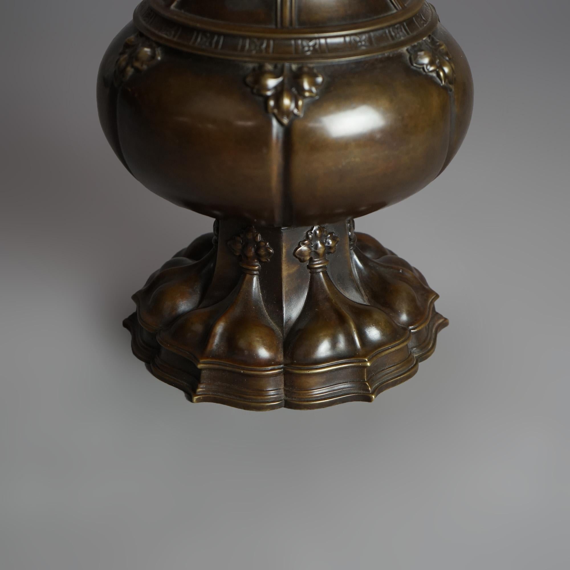 20th Century Antique Chinese Form Bronze Vase Signed Gorham Circa 1900