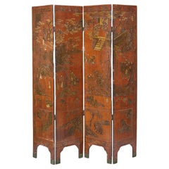 Antique Chinese Four-Panel Folding Screen